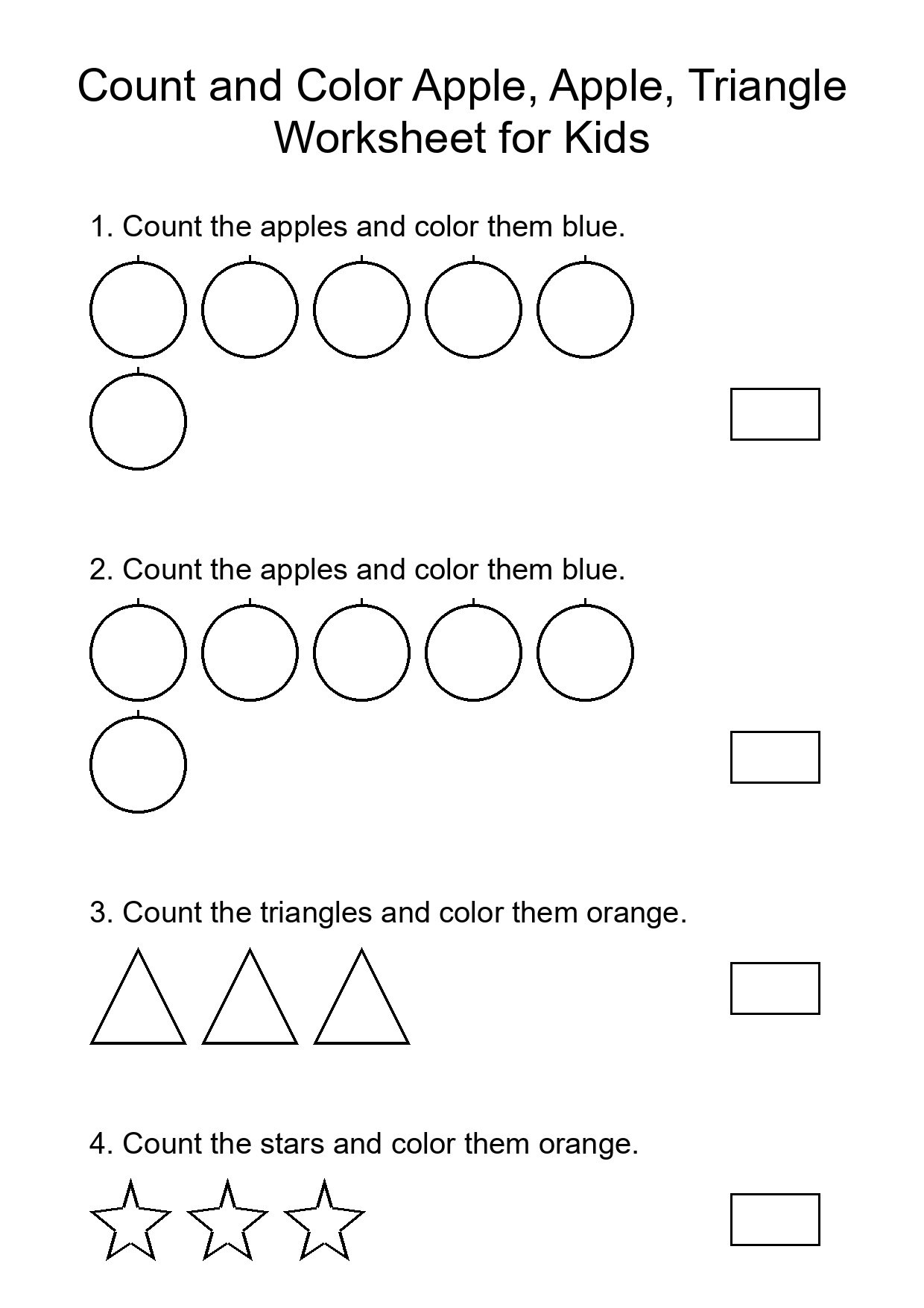 Count and Color Apple, Apple, Triangle Worksheet for Kids