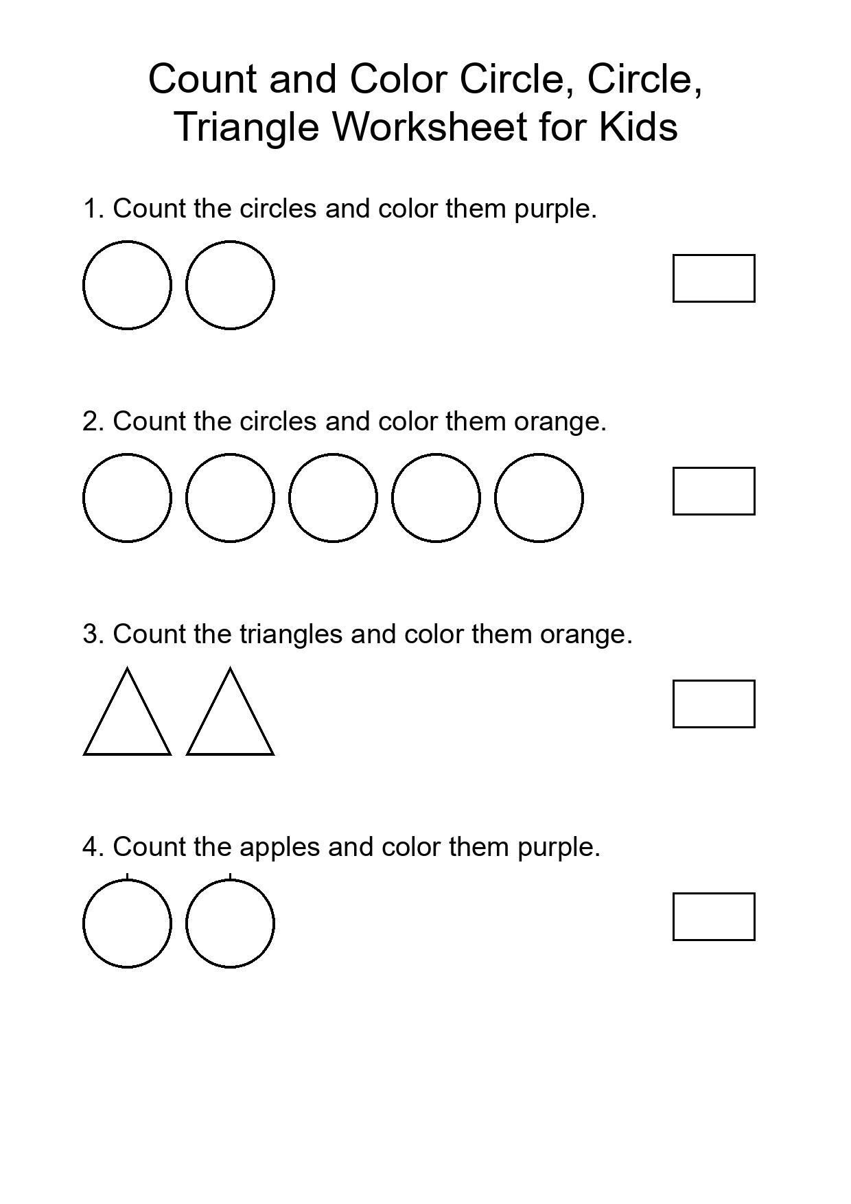 Count and Color Circle, Circle, Triangle Worksheet for Kids
