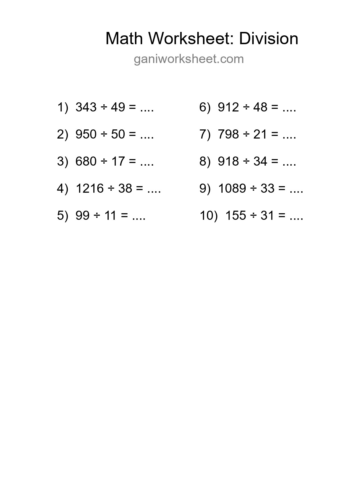 Free 10 Division Math Worksheet For Grade 2 - Part 1754