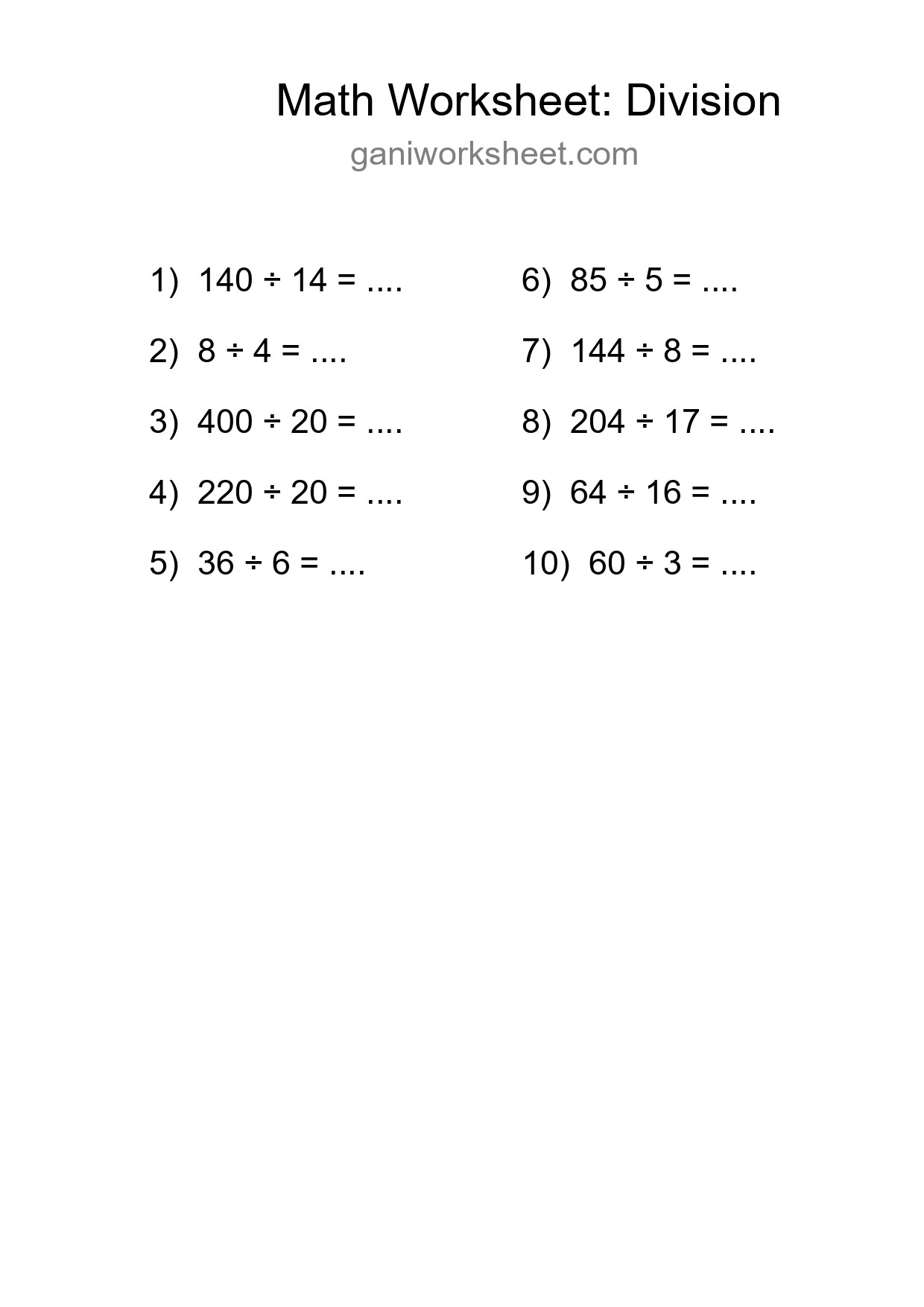 Free 10 Division Math Worksheet For Grade 2 - Part 1794