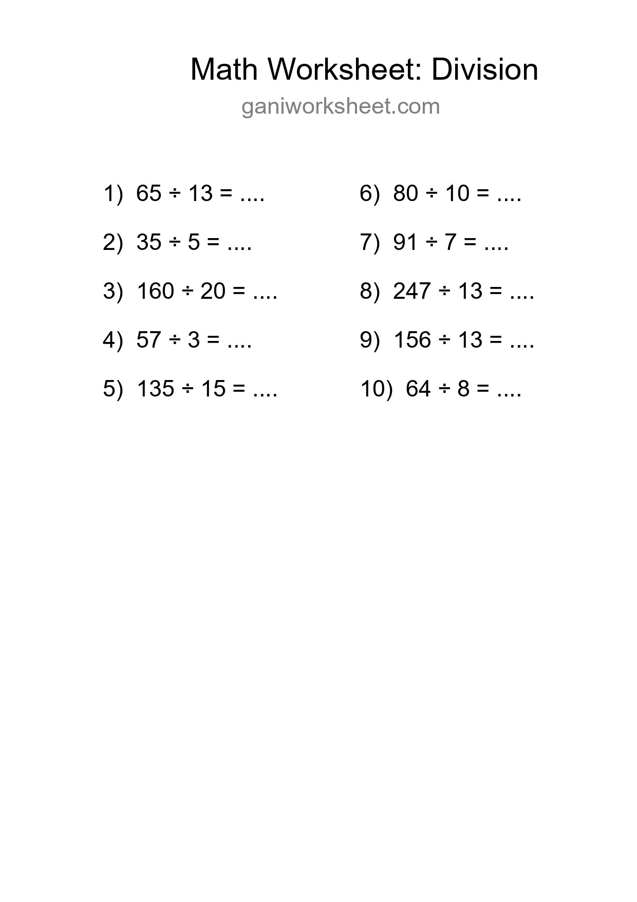 Free 10 Division Math Worksheet For Grade 2 - Part 64