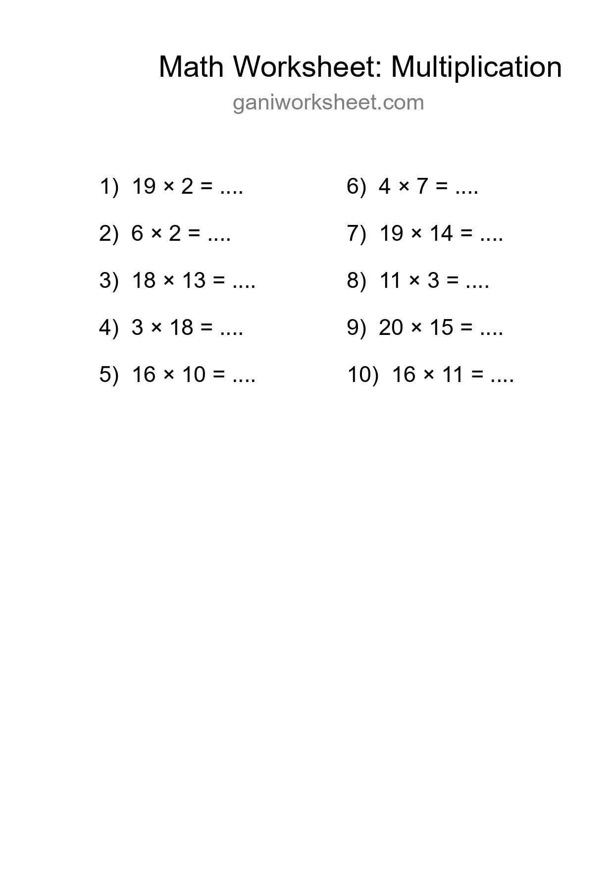 Free 10 Multiplication Math Worksheet For Grade 2 - Part 297