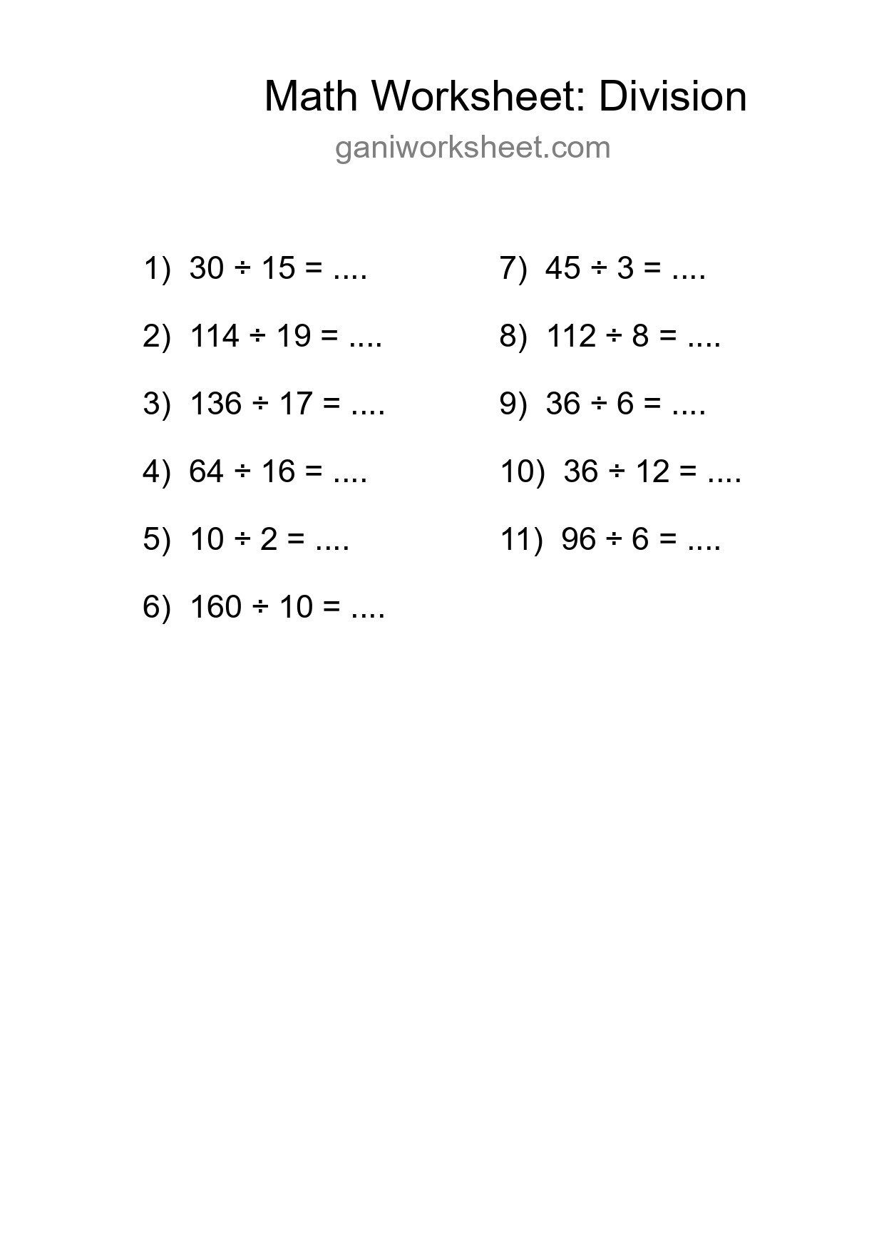 Free 11 Division Math Worksheet For Grade 2 - Part 1504