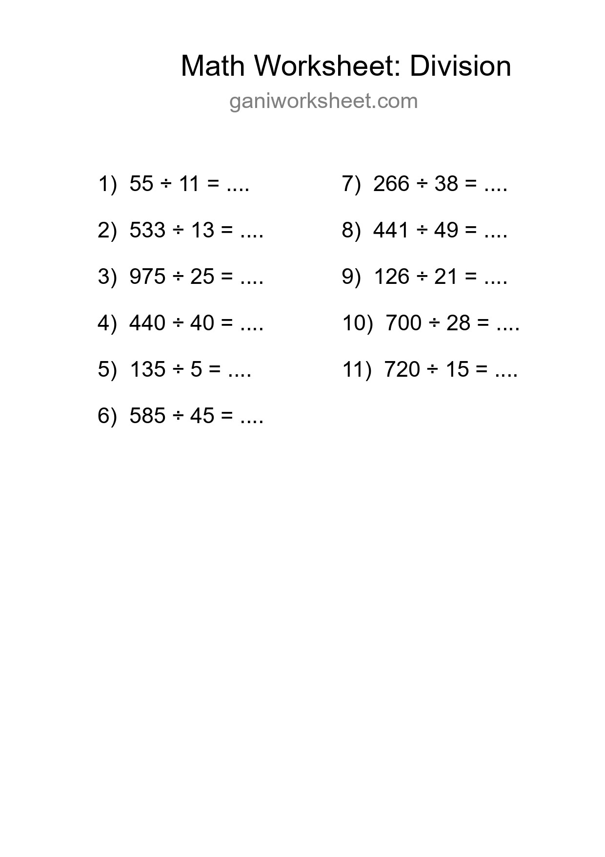 Free 11 Division Math Worksheet For Grade 2 With Answers - Part 1674