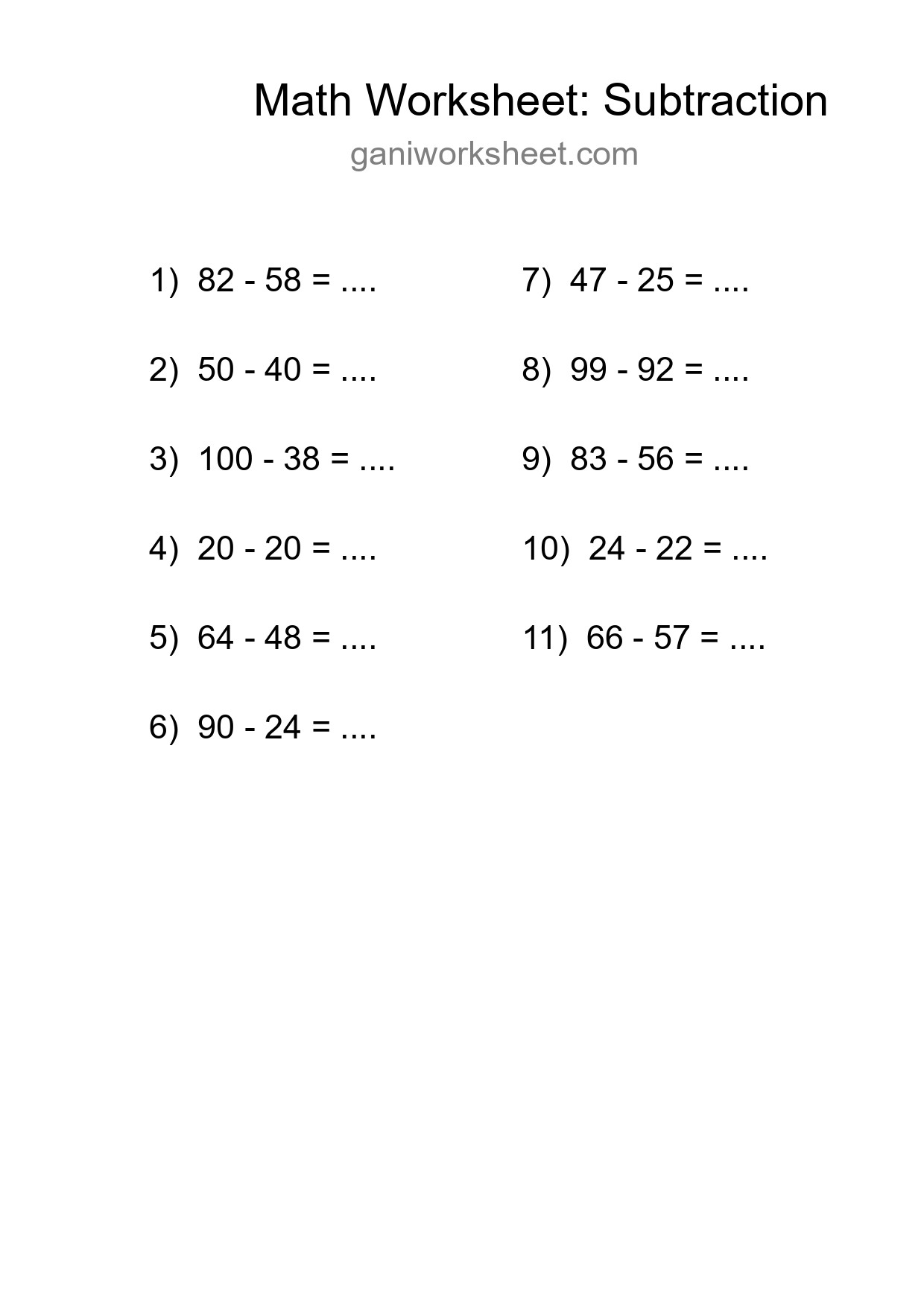 Free 11 Subtraction Math Worksheet For Grade 3 With Answers - Part 758