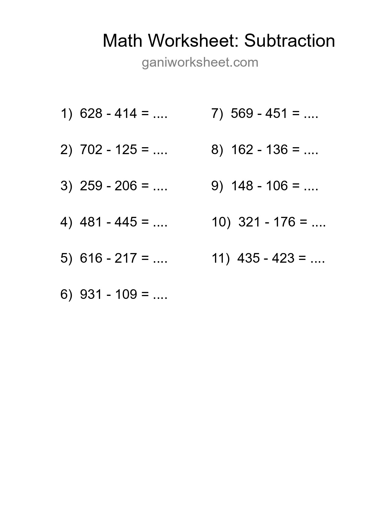 Free 11 Subtraction Math Worksheet For Grade 5 With Answers - Part 568