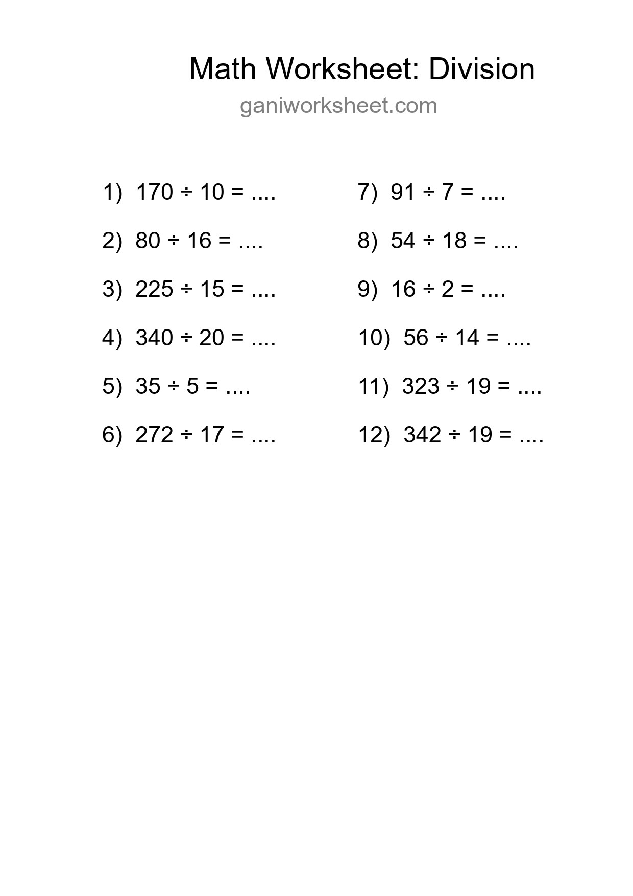 Free 12 Division Math Worksheet For Grade 2 - Part 804