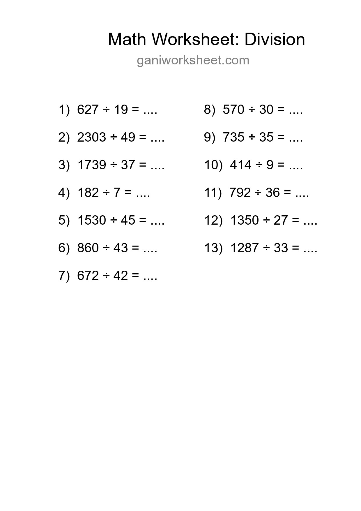 Free 13 Division Math Worksheet For Grade 2 - Part 644