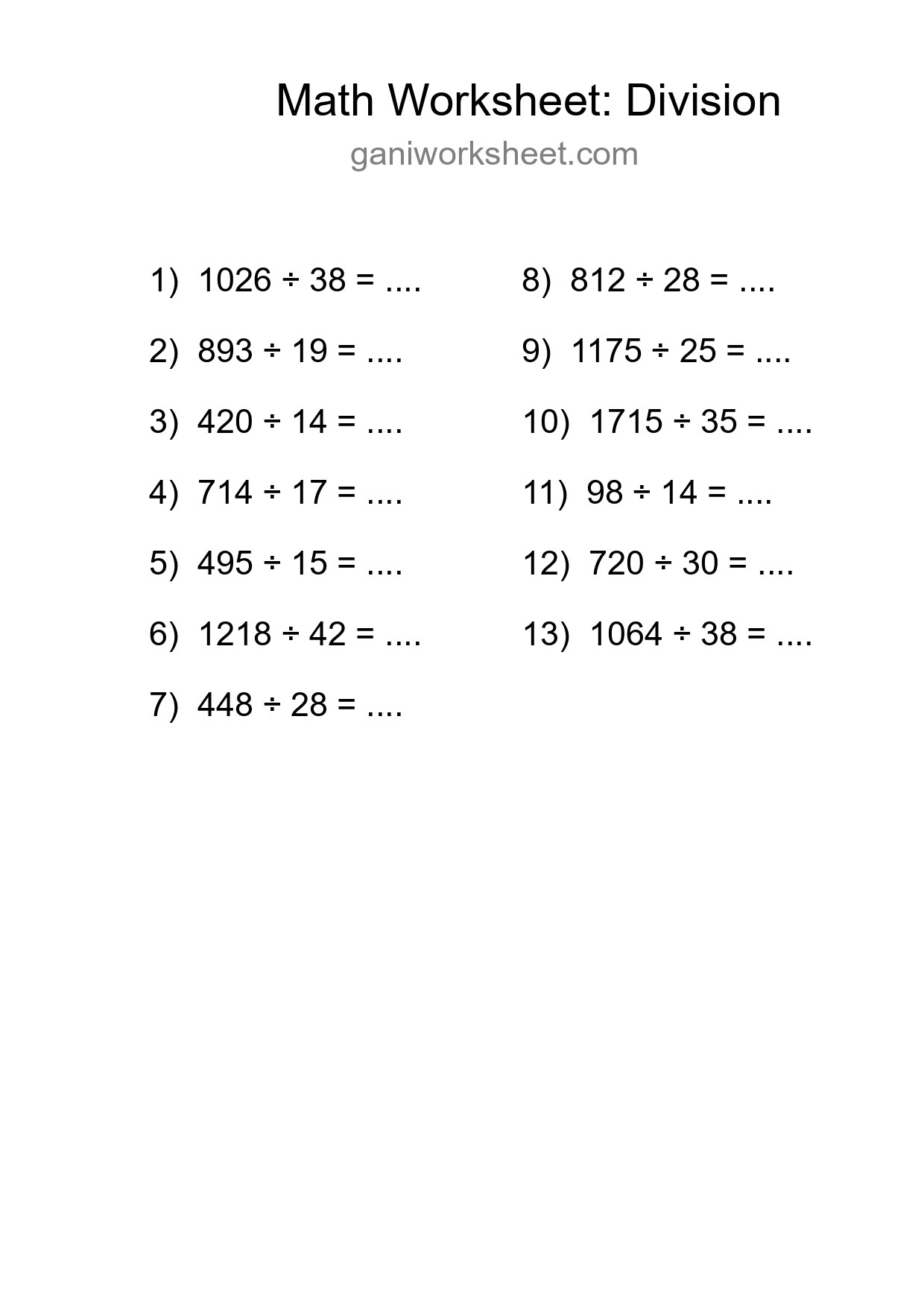 Free 13 Division Math Worksheet For Grade 2 With Answers - Part 624