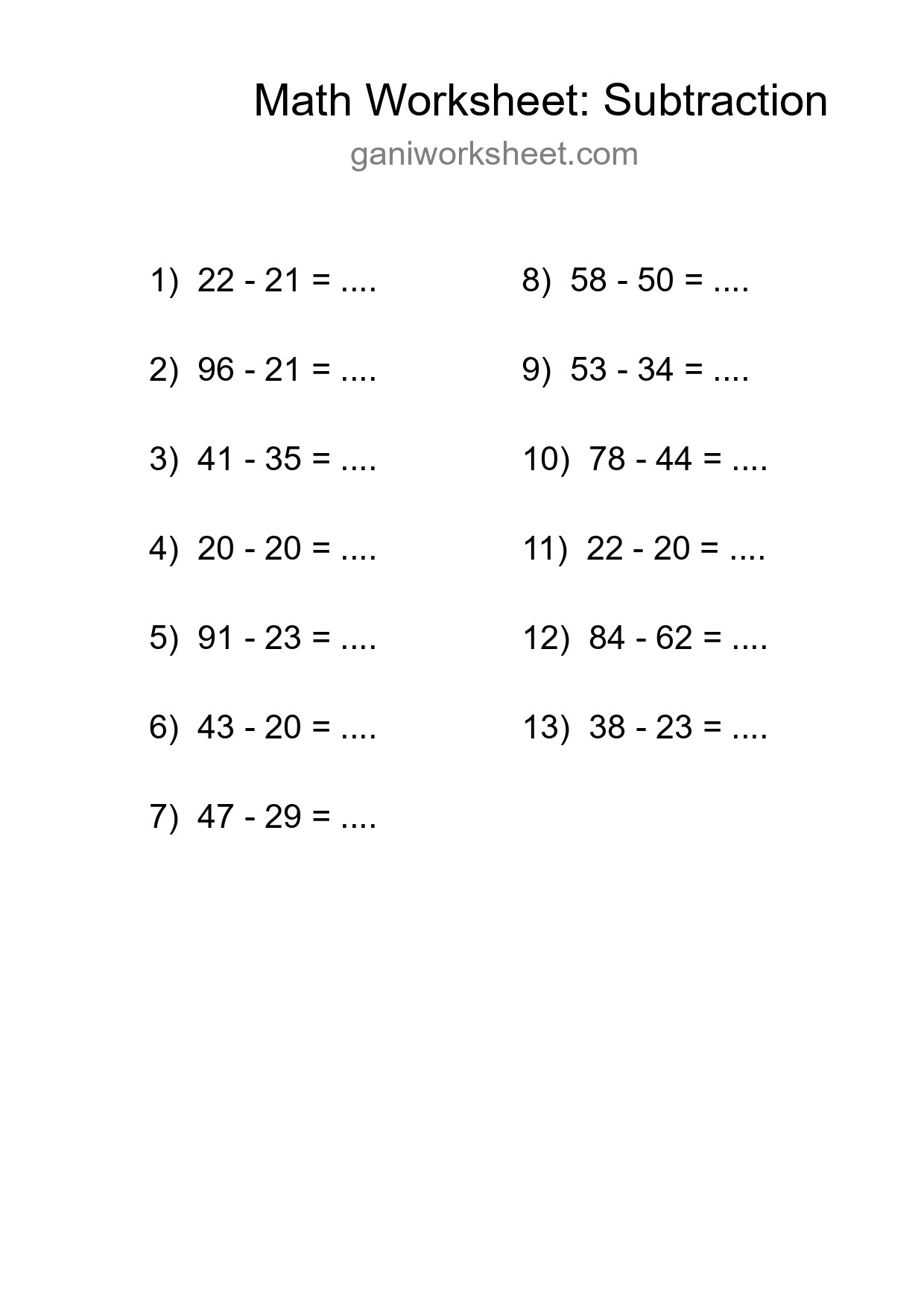 Free 13 Subtraction Math Worksheet For Grade 3 With Answers - Part 158