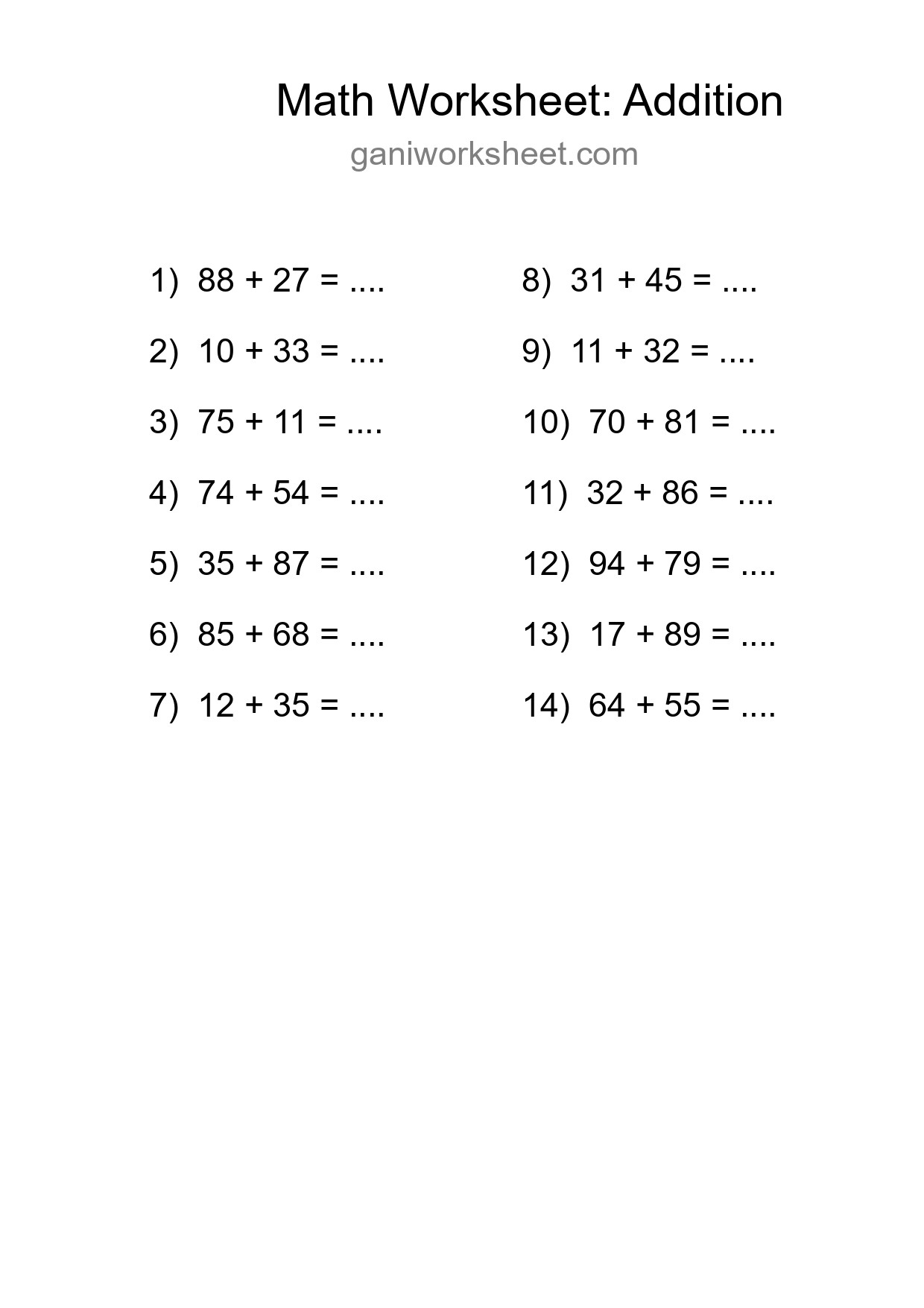 Free 14 Addition Math Worksheet For Grade 3 - Part 1351