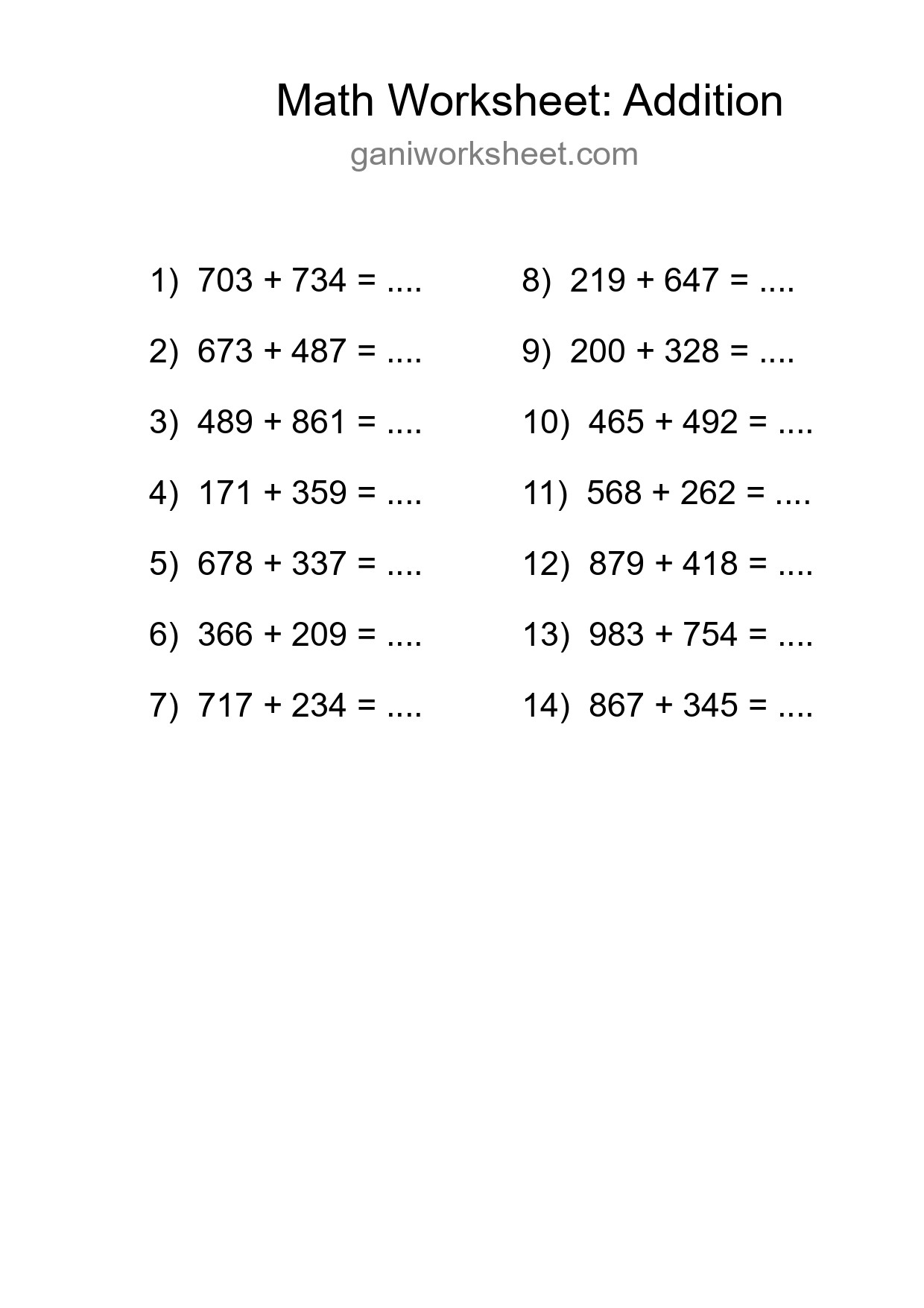 Free 14 Addition Math Worksheet For Grade 5 With Answers - Part 71