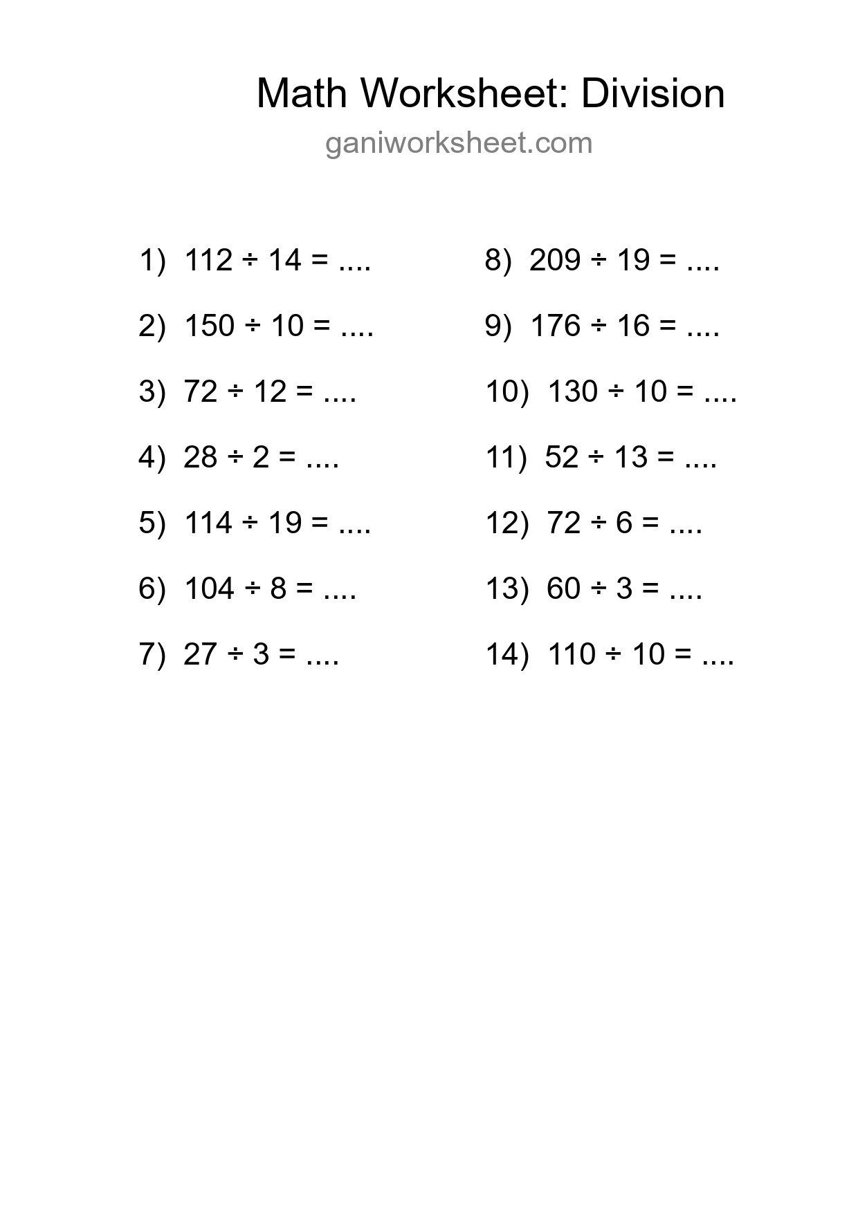 Free 14 Division Math Worksheet For Grade 2 - Part 1304