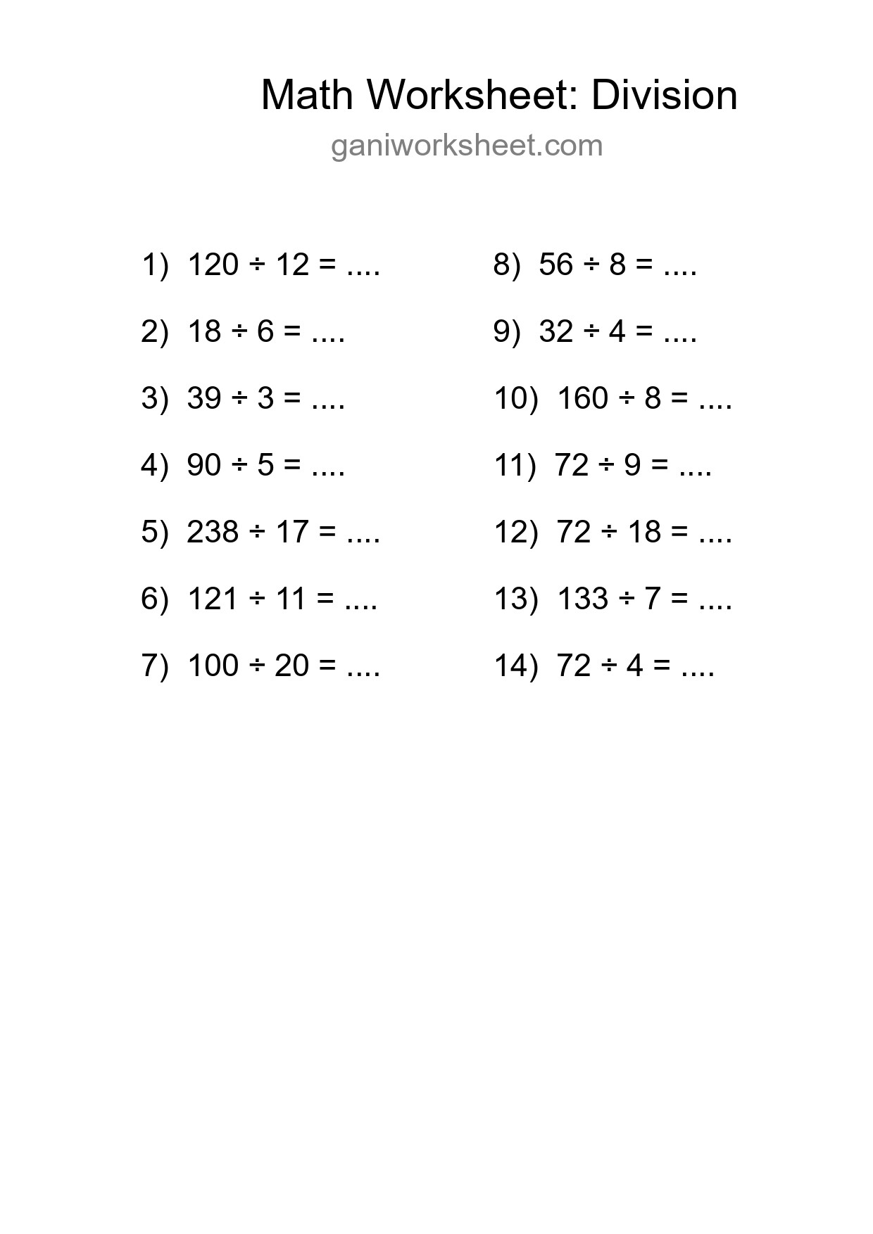 Free 14 Division Math Worksheet For Grade 2 With Answers - Part 1364