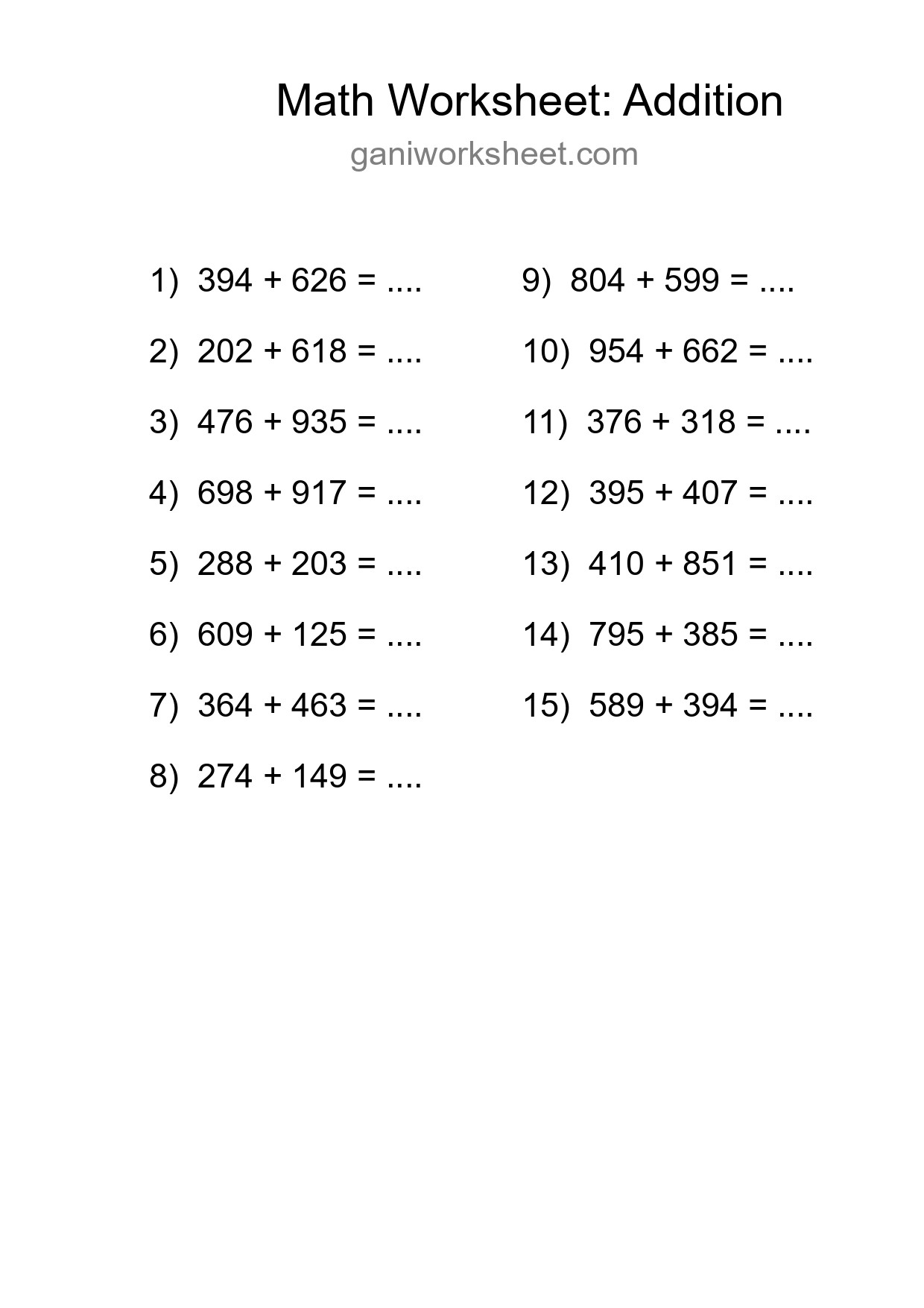 Free 15 Addition Math Worksheet For Grade 5 With Answers - Part 911