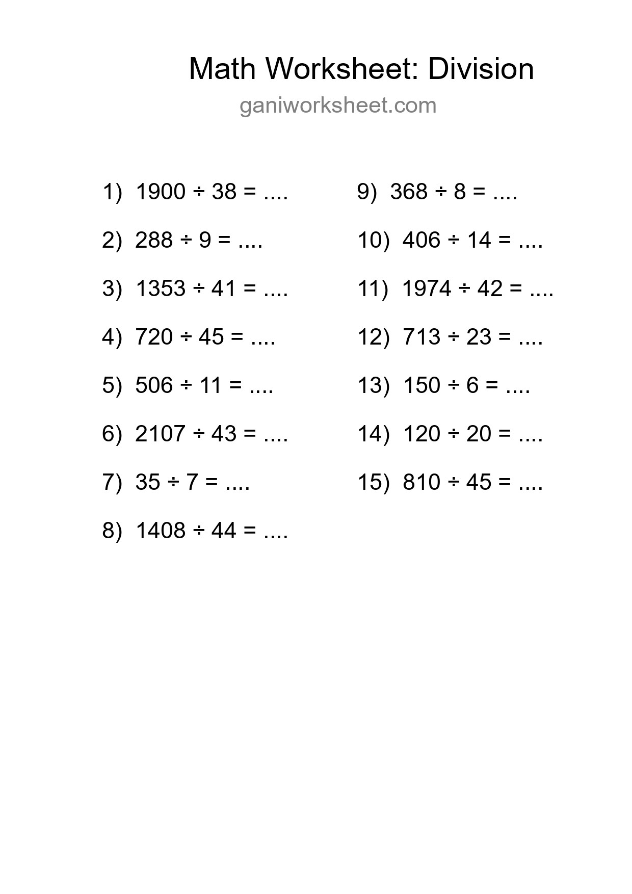 Free 15 Division Math Worksheet For Grade 2 With Answers - Part 1684
