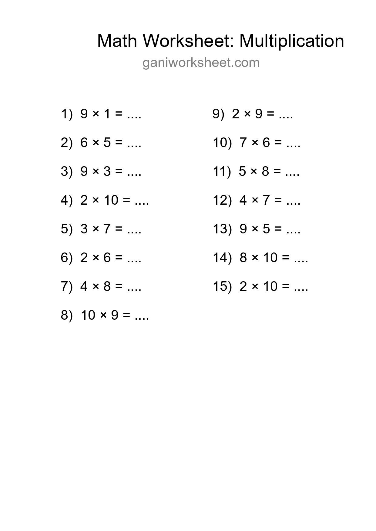 Free 15 Multiplication Math Worksheet For Grade 1 With Answers - Part 527