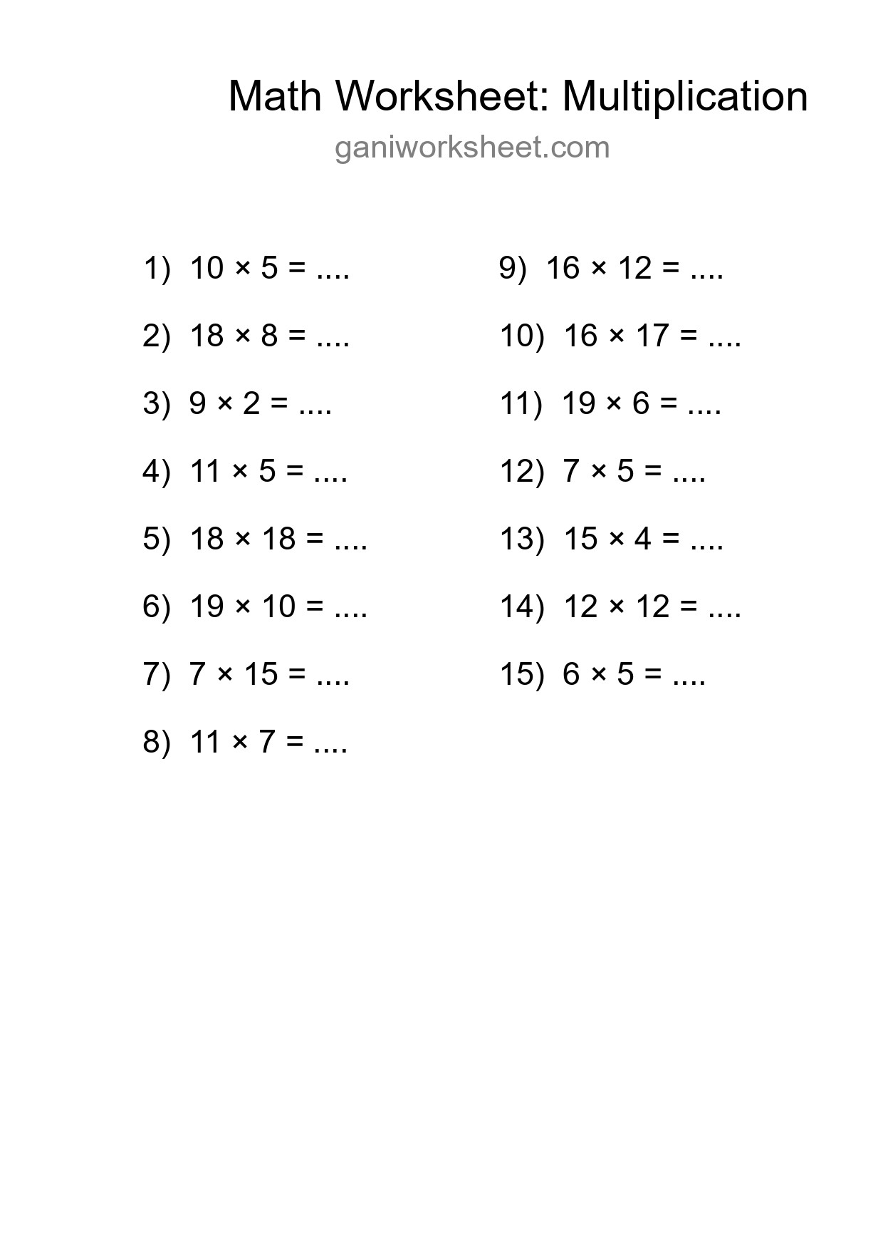 Free 15 Multiplication Math Worksheet For Grade 2 - Part 1687