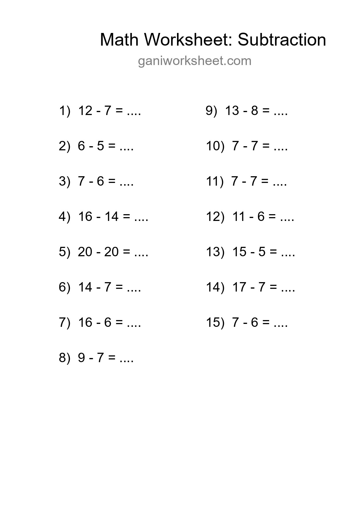 Free 15 Subtraction Math Worksheet For Grade 2 - Part 1138