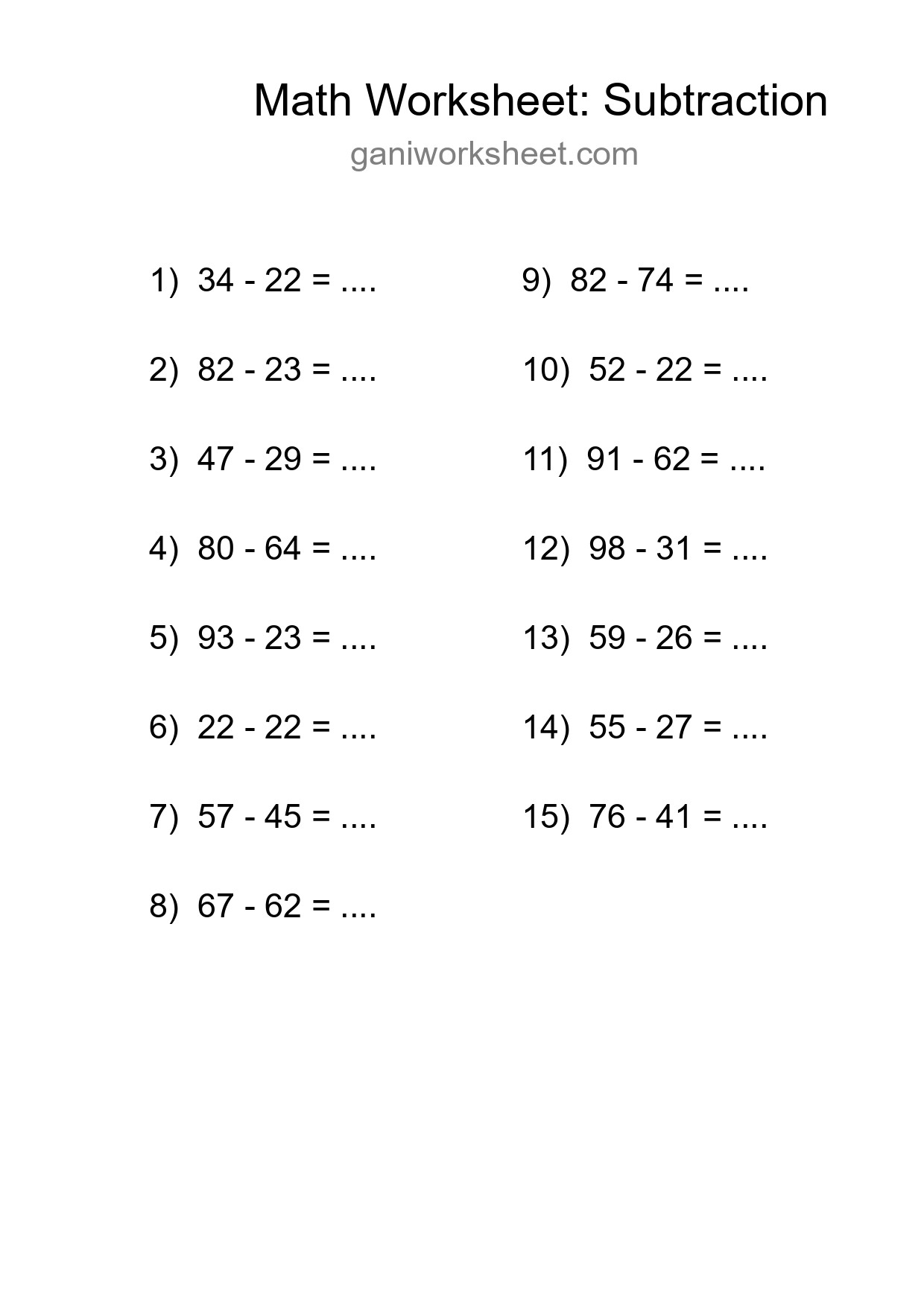 Free 15 Subtraction Math Worksheet For Grade 3 - Part 518