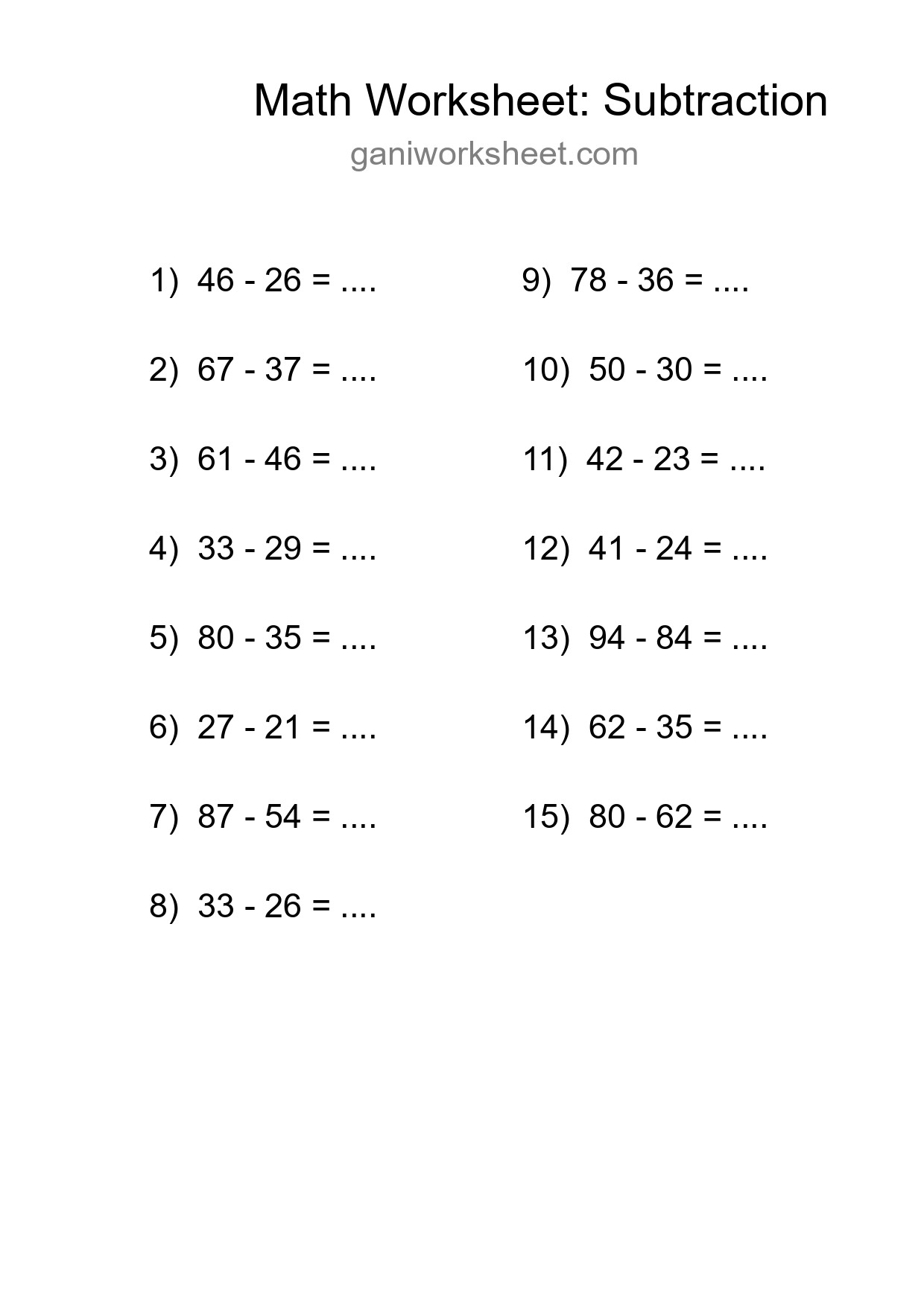 Free 15 Subtraction Math Worksheet For Grade 3 With Answers - Part 818