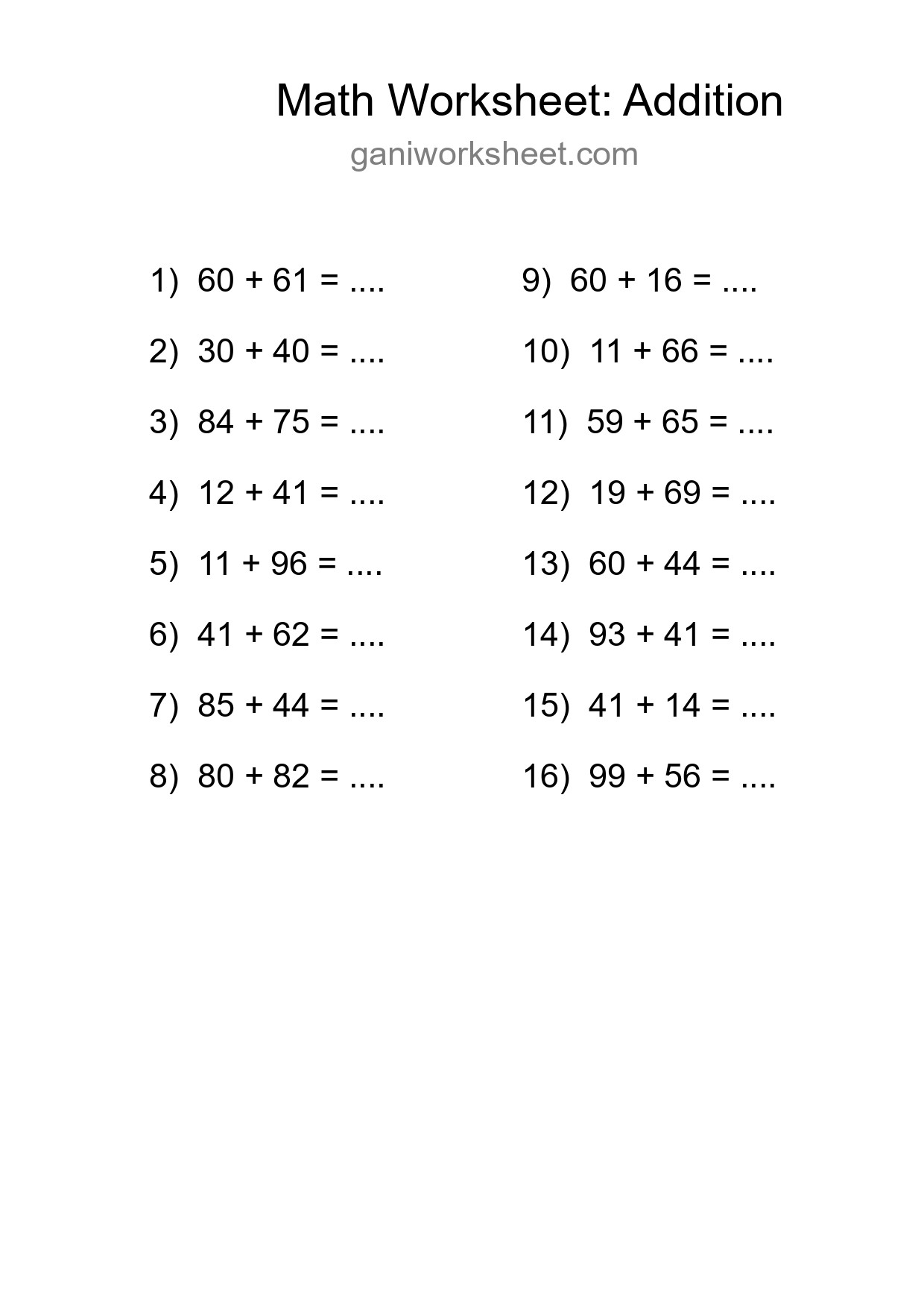 Free 16 Addition Math Worksheet For Grade 3 - Part 1781