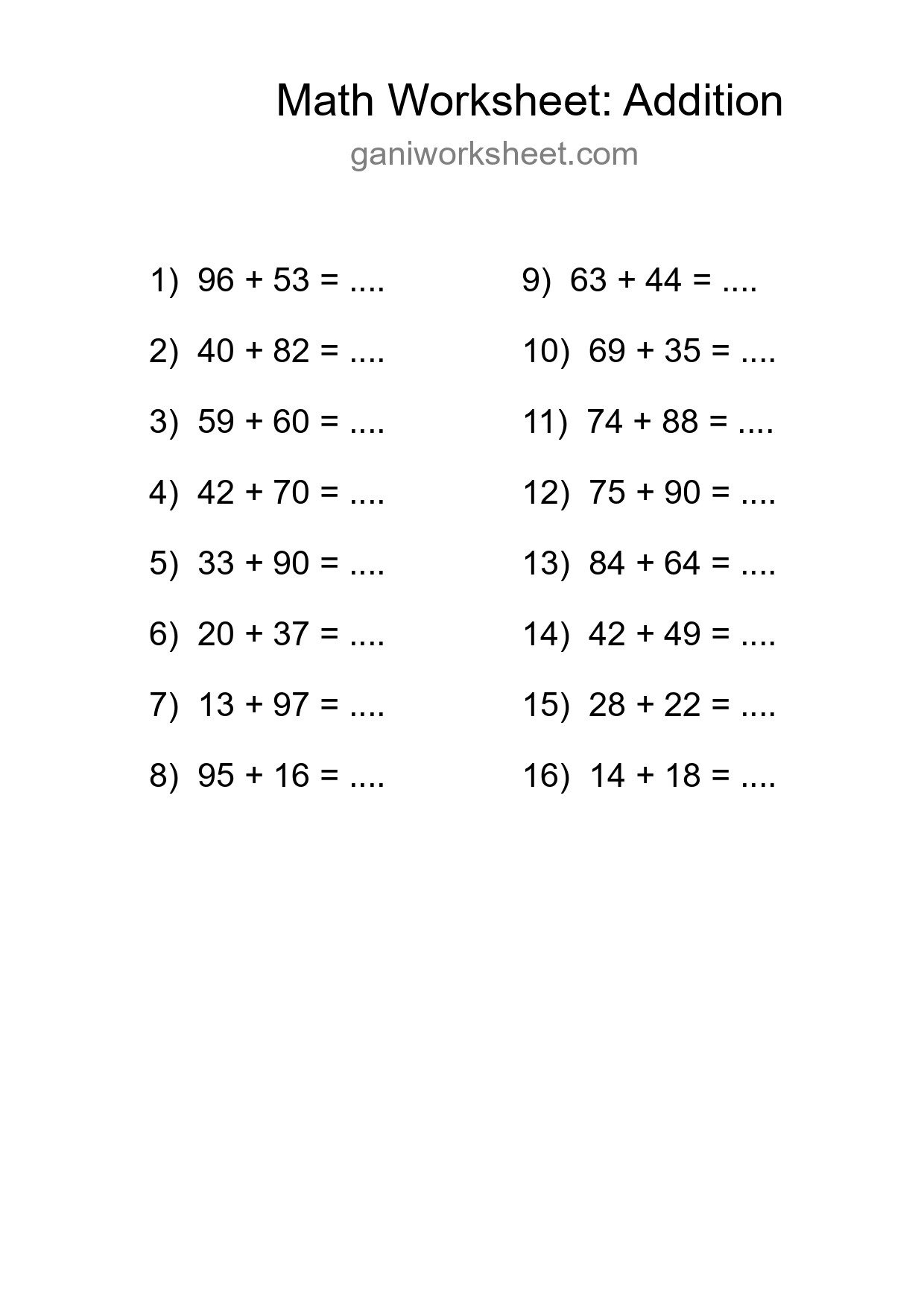 Free 16 Addition Math Worksheet For Grade 3 With Answers - Part 991