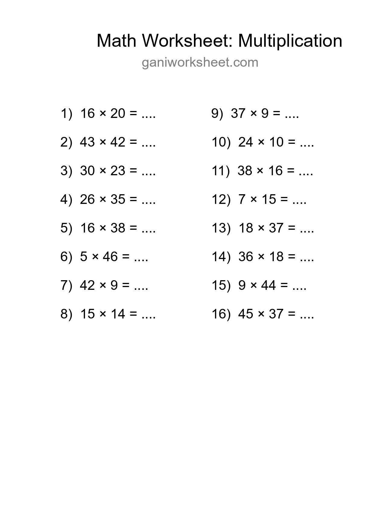Free 16 Multiplication Math Worksheet For Grade 2 With Answers - Part 257