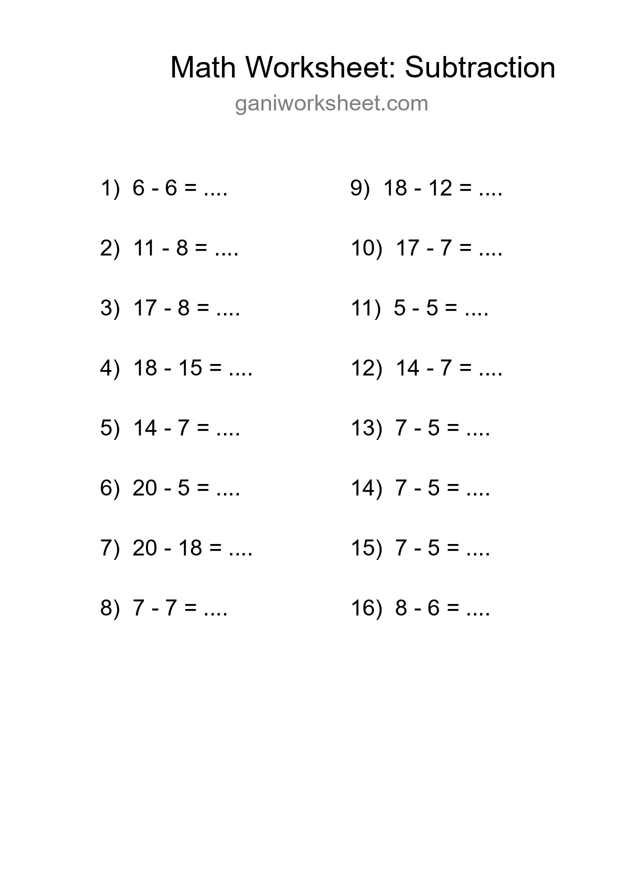 Free 16 Subtraction Math Worksheet For Grade 2 With Answers - Part 1528
