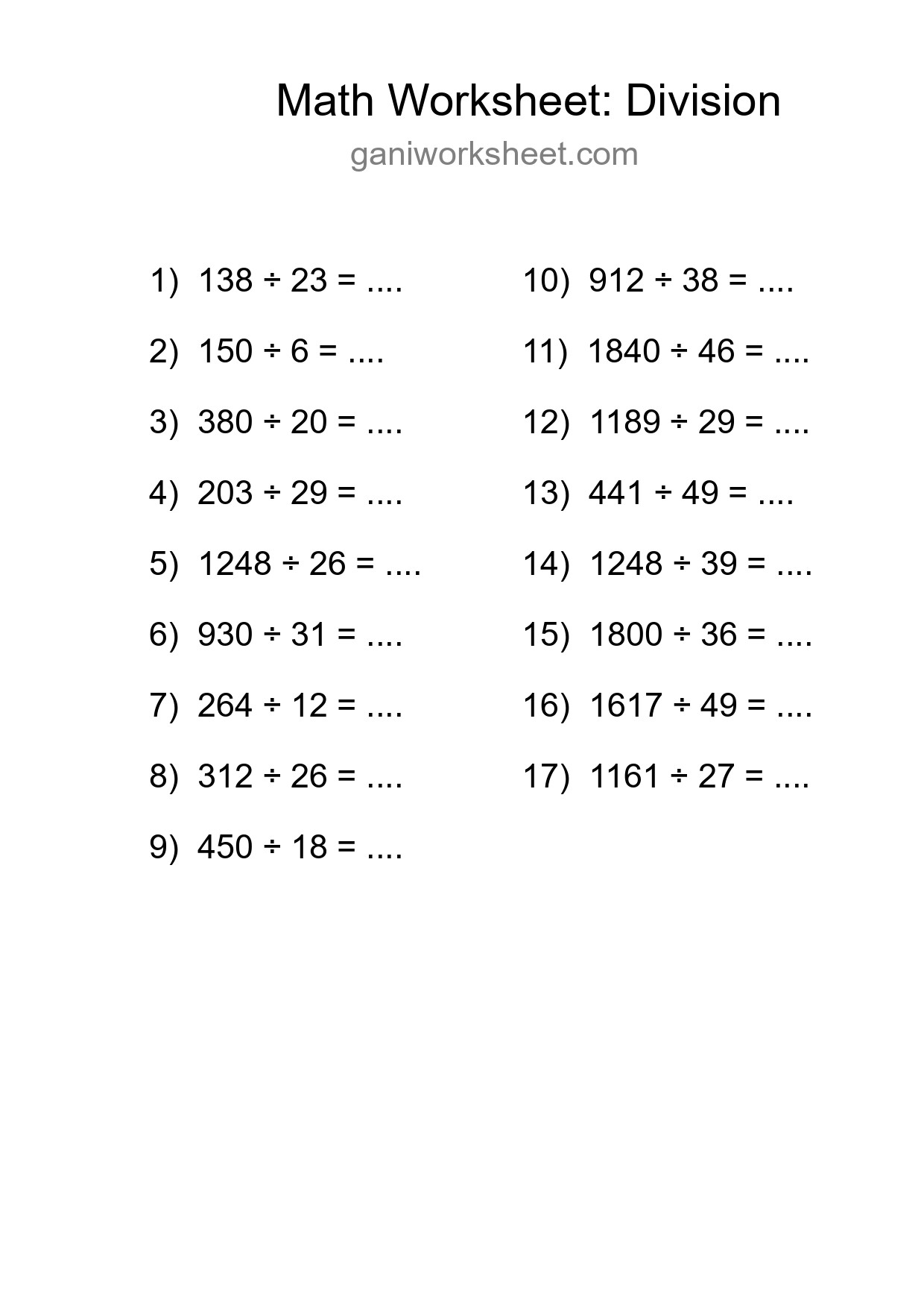 Free 17 Division Math Worksheet For Grade 2 - Part 1694