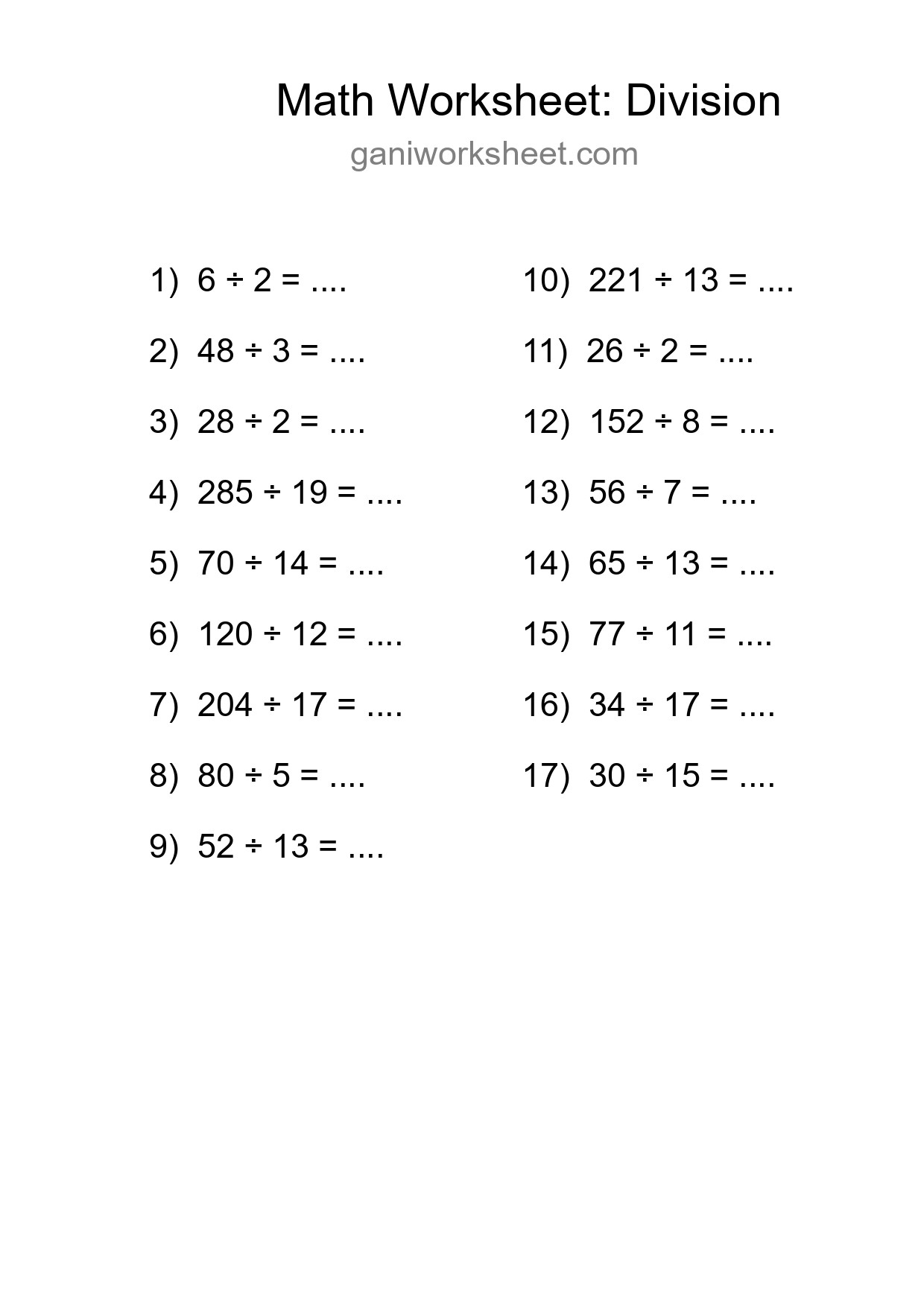 Free 17 Division Math Worksheet For Grade 2 With Answers - Part 1874