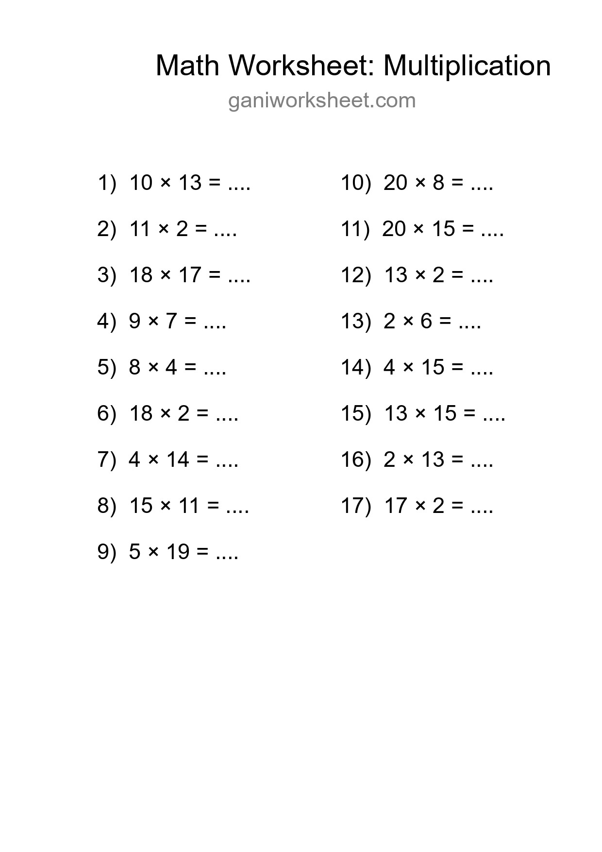 Free 17 Multiplication Math Worksheet For Grade 2 With Answers - Part 287