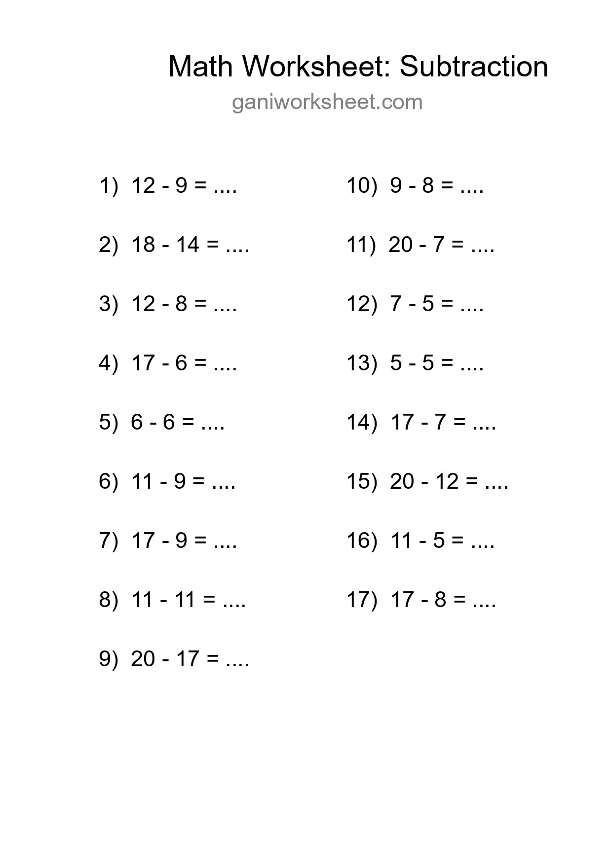 Free 17 Subtraction Math Worksheet For Grade 2 With Answers - Part 188