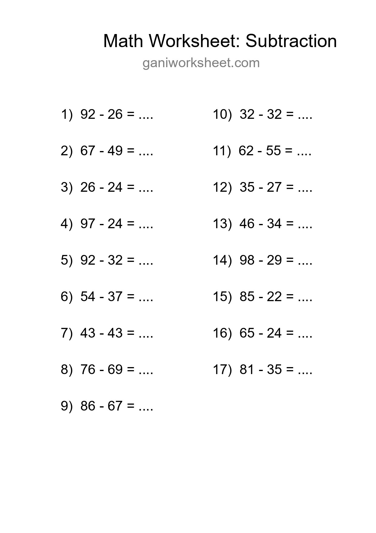 Free 17 Subtraction Math Worksheet For Grade 3 - Part 1888