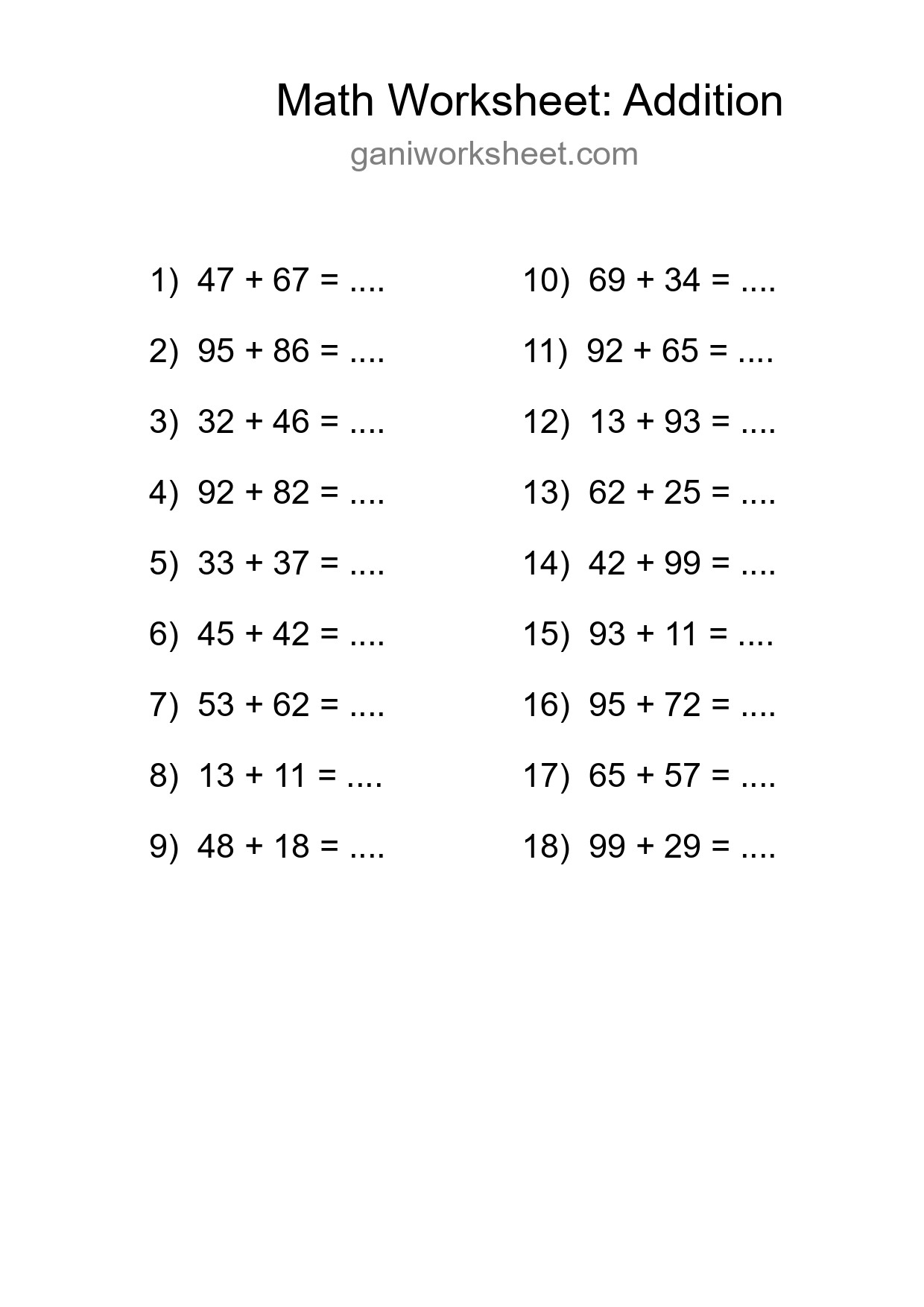 Free 18 Addition Math Worksheet For Grade 3 - Part 1711