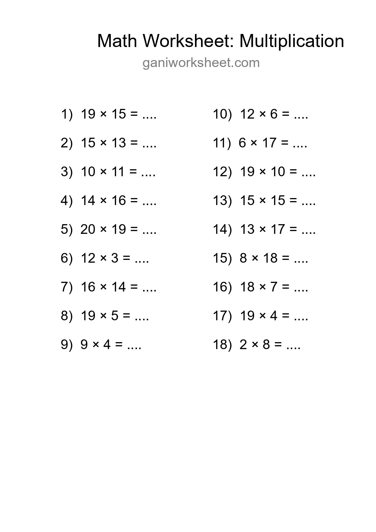 Free 18 Multiplication Math Worksheet For Grade 2 With Answers - Part 1117