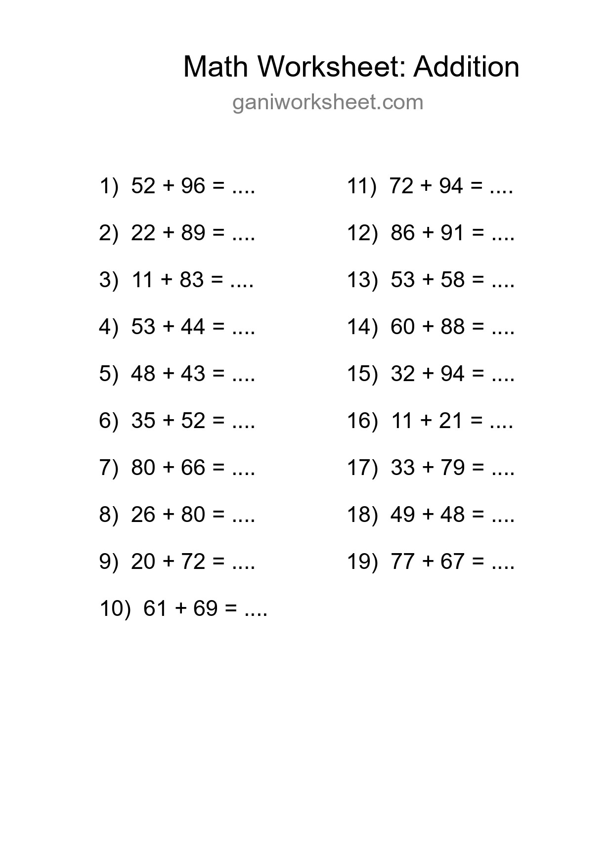 Free 19 Addition Math Worksheet For Grade 3 - Part 1701