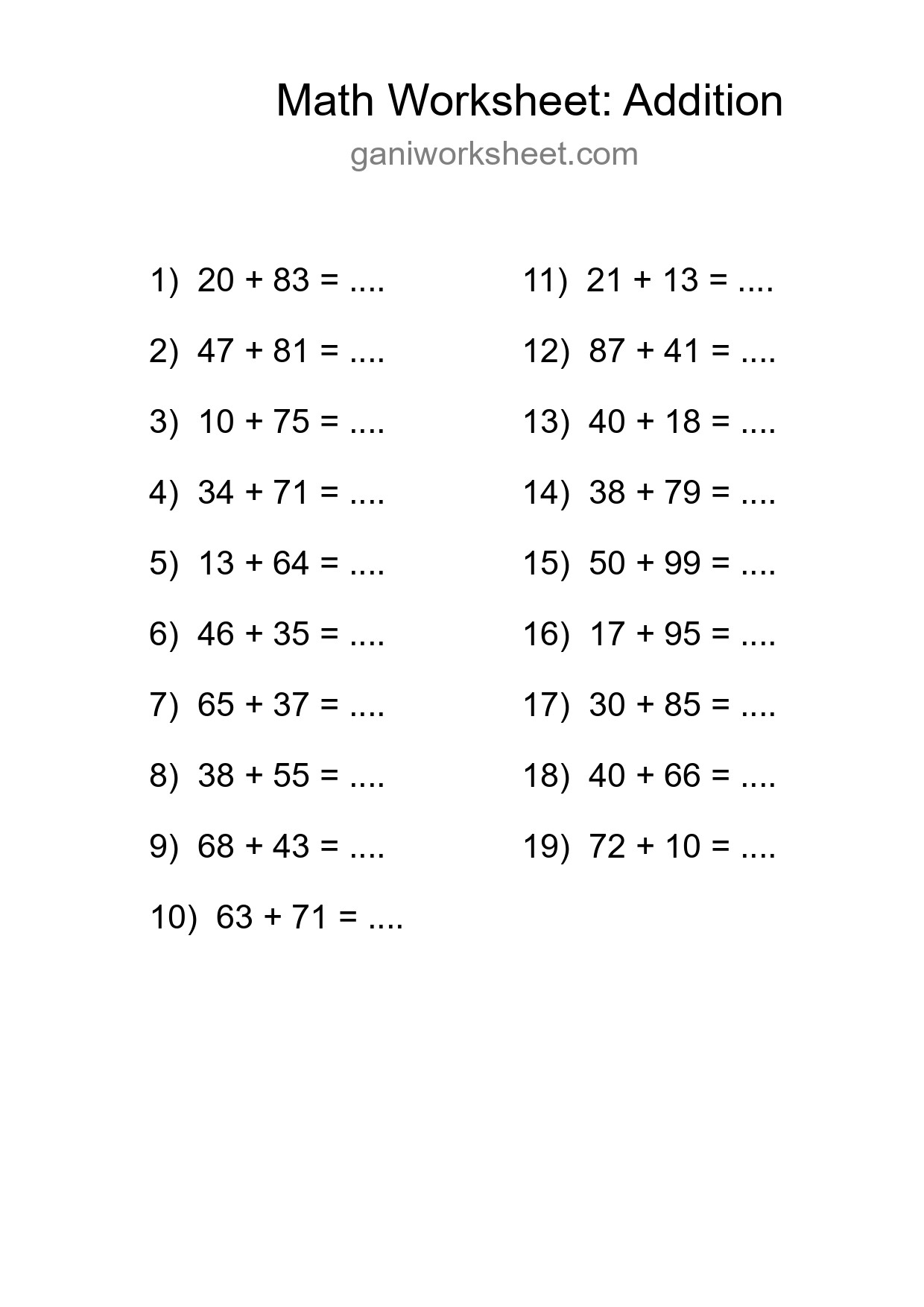 Free 19 Addition Math Worksheet For Grade 3 With Answers - Part 111