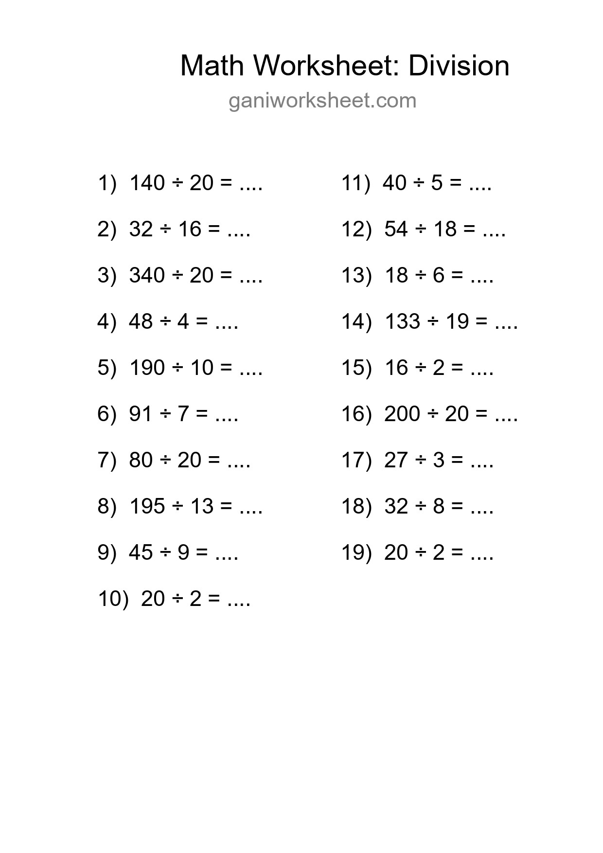 Free 19 Division Math Worksheet For Grade 2 - Part 134