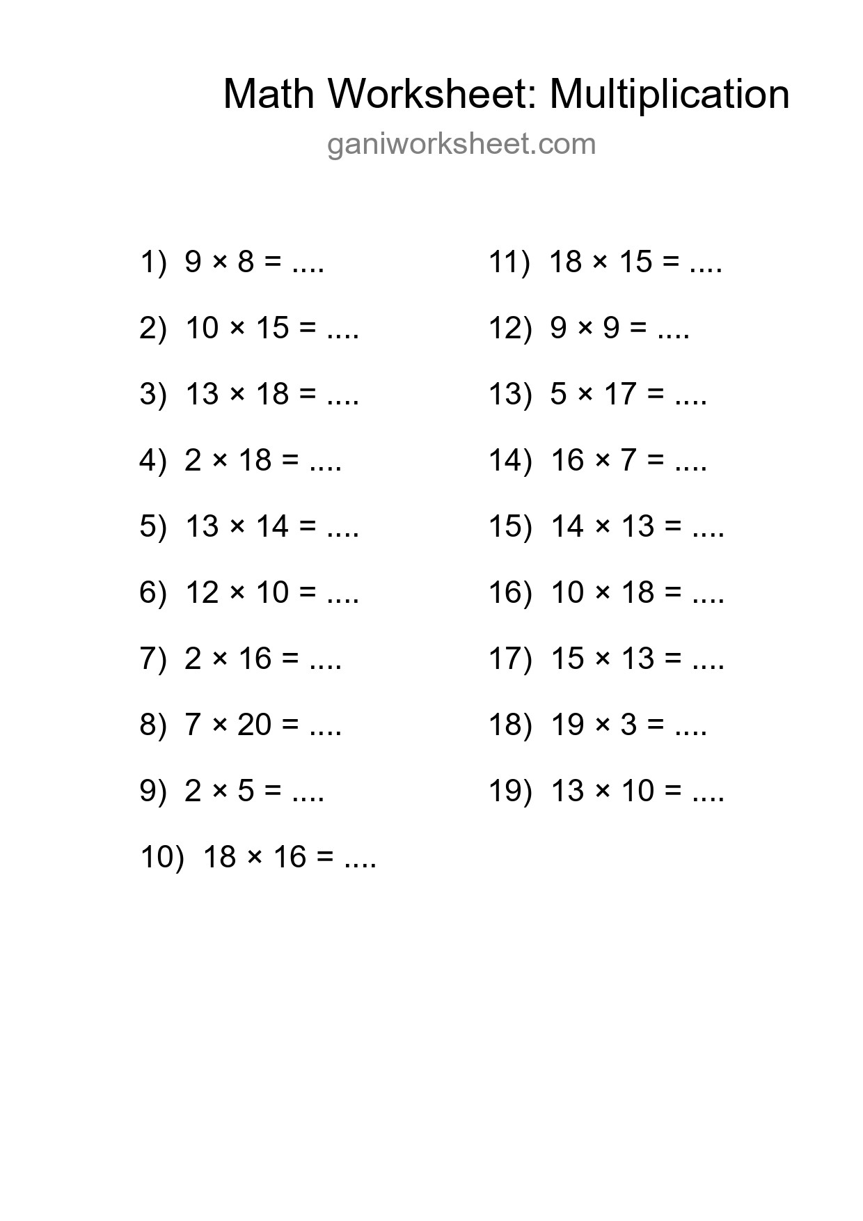 Free 19 Multiplication Math Worksheet For Grade 2 With Answers - Part 387