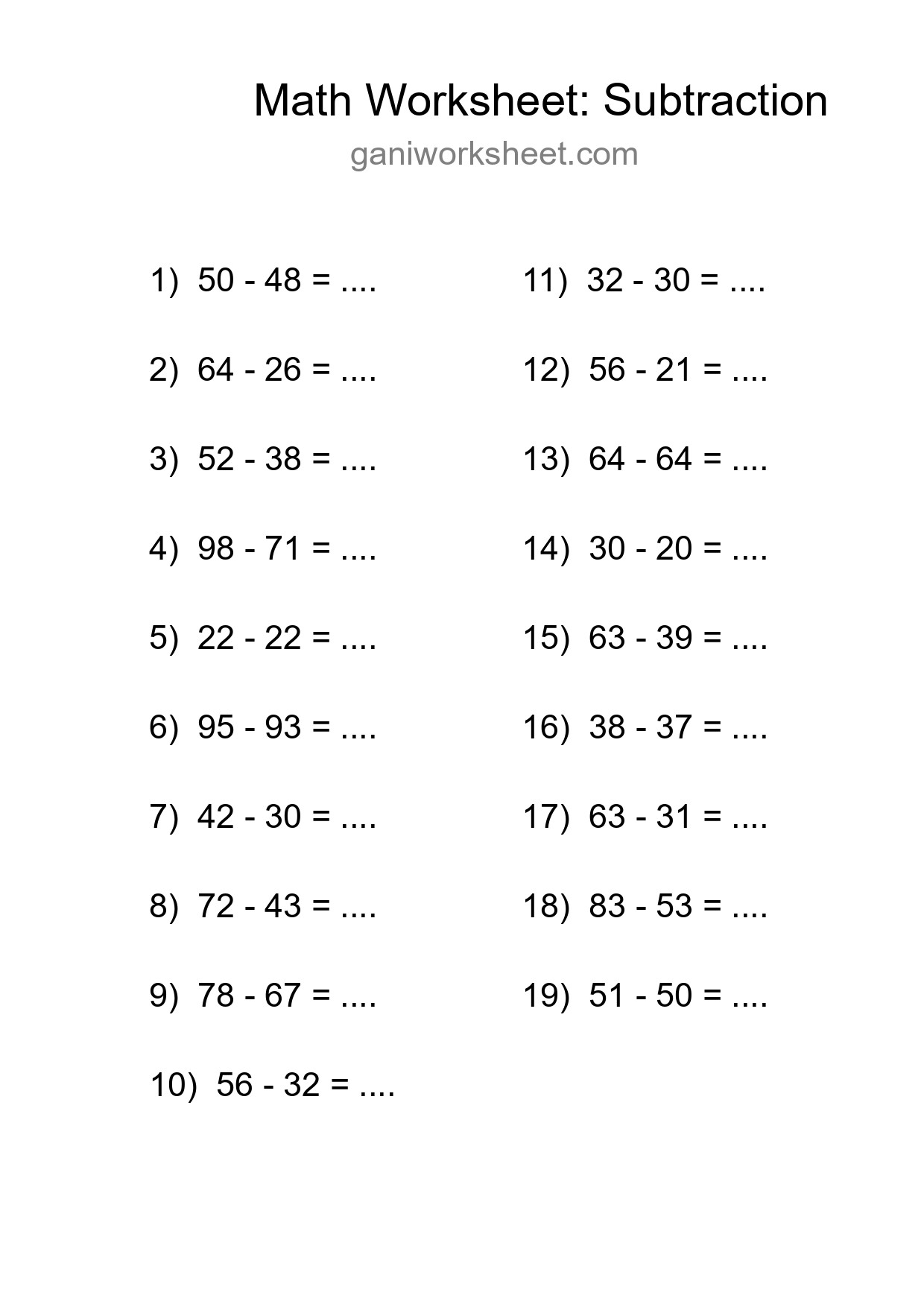 Free 19 Subtraction Math Worksheet For Grade 3 - Part 588