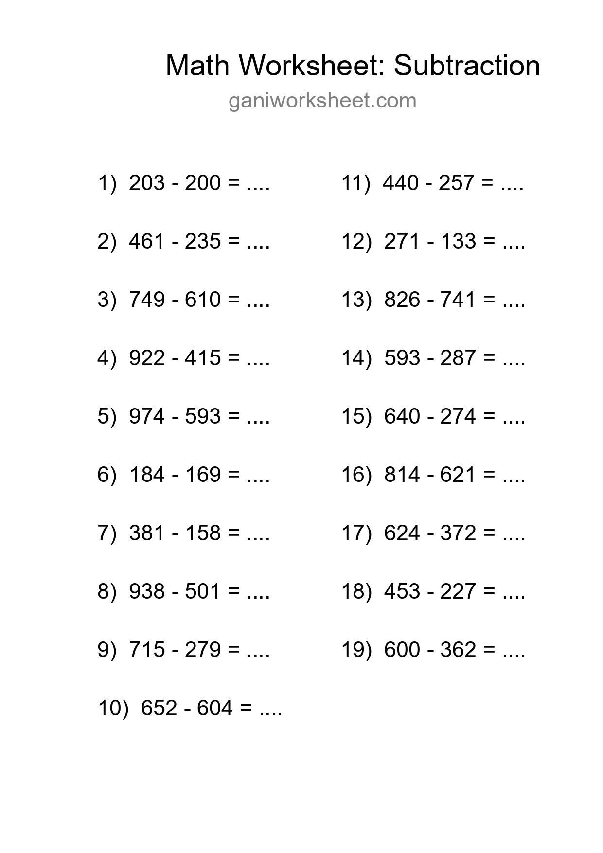 Free 19 Subtraction Math Worksheet For Grade 5 - Part 1678