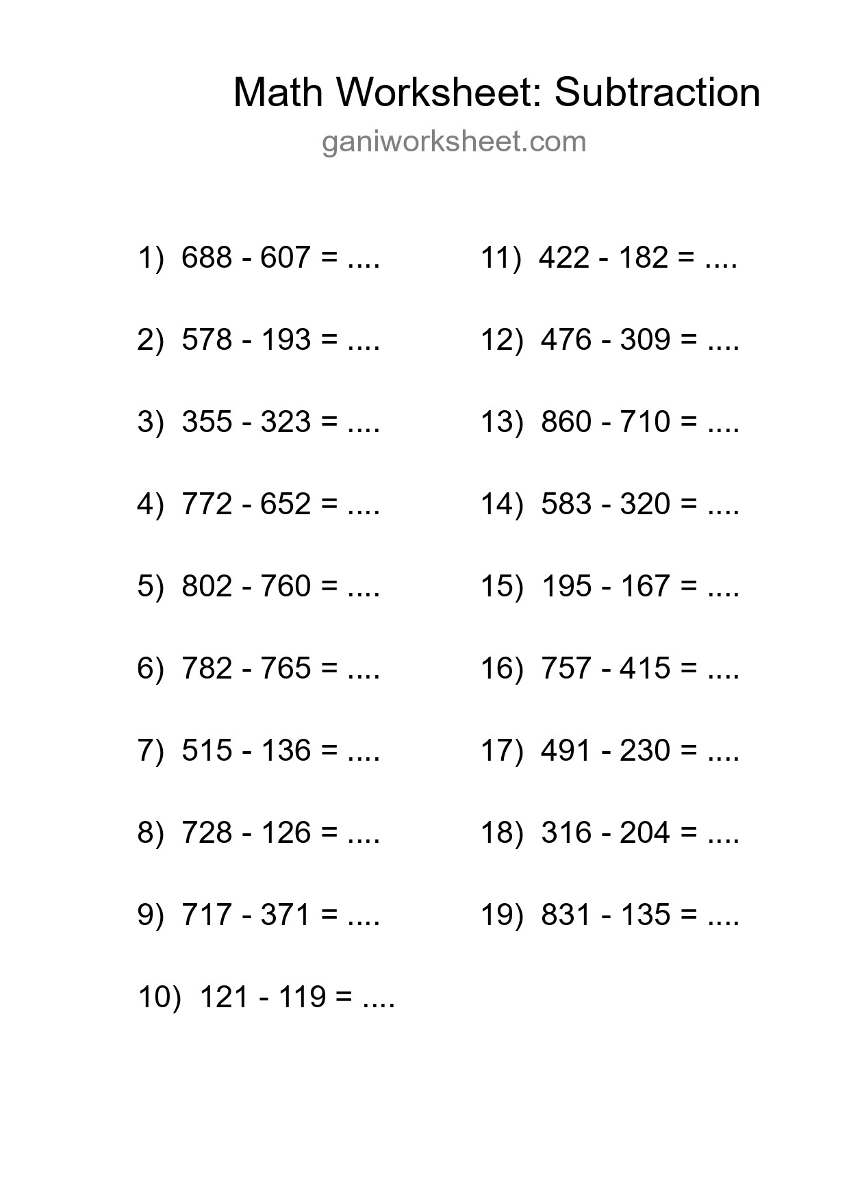 Free 19 Subtraction Math Worksheet For Grade 5 With Answers - Part 1248