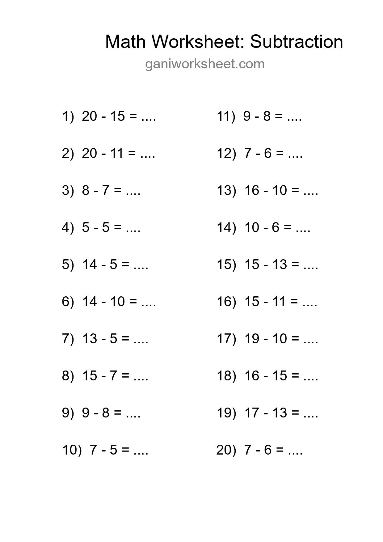 Free 20 Subtraction Math Worksheet For Grade 2 With Answers - Part 1478