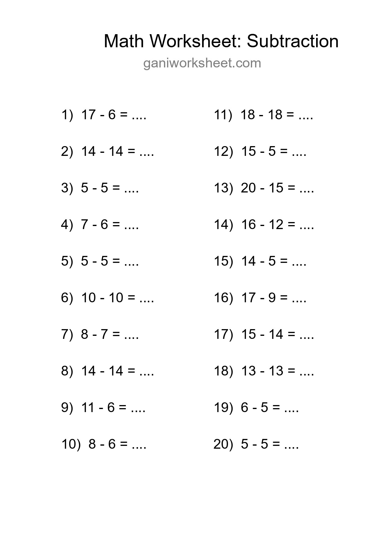 Free 20 Subtraction Math Worksheet For Grade 2 With Answers - Part 8