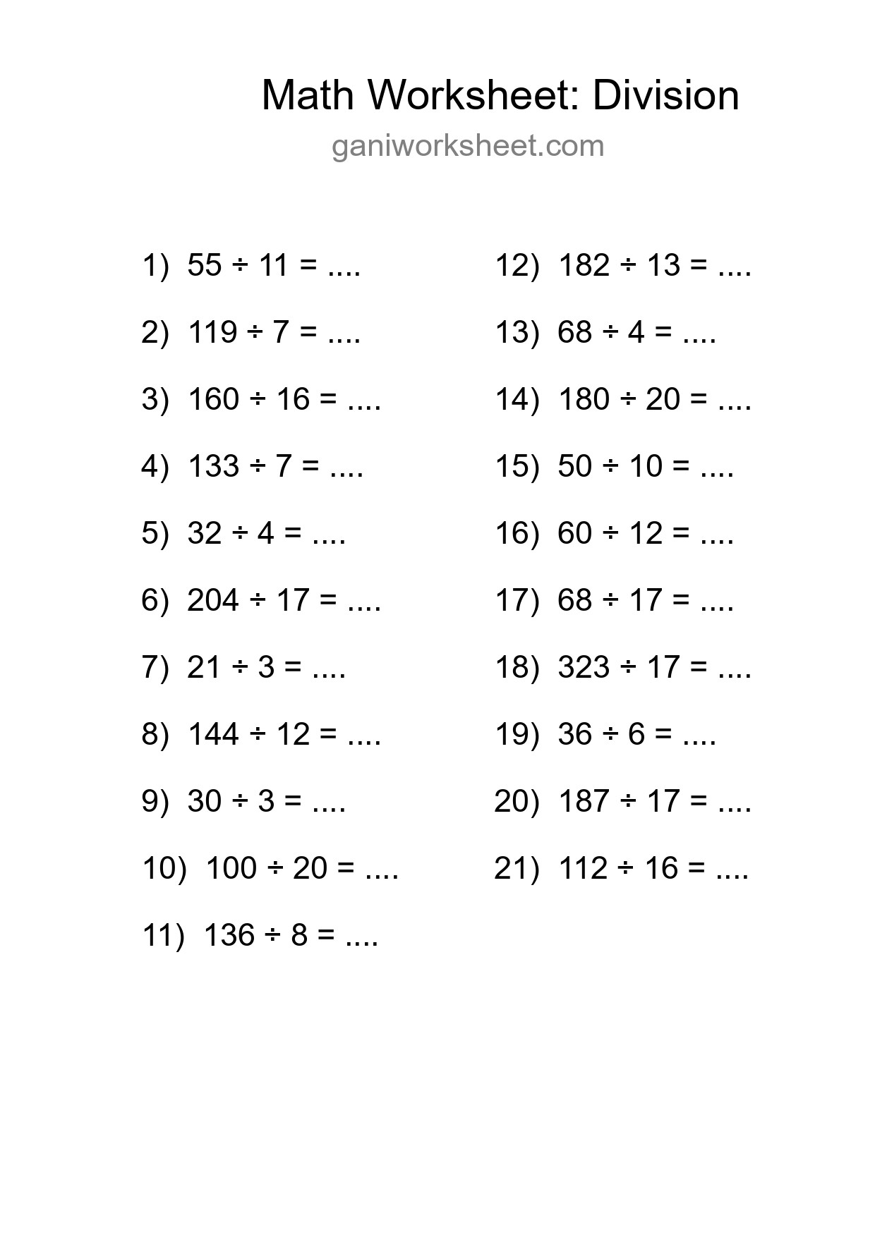 Free 21 Division Math Worksheet For Grade 2 - Part 1134
