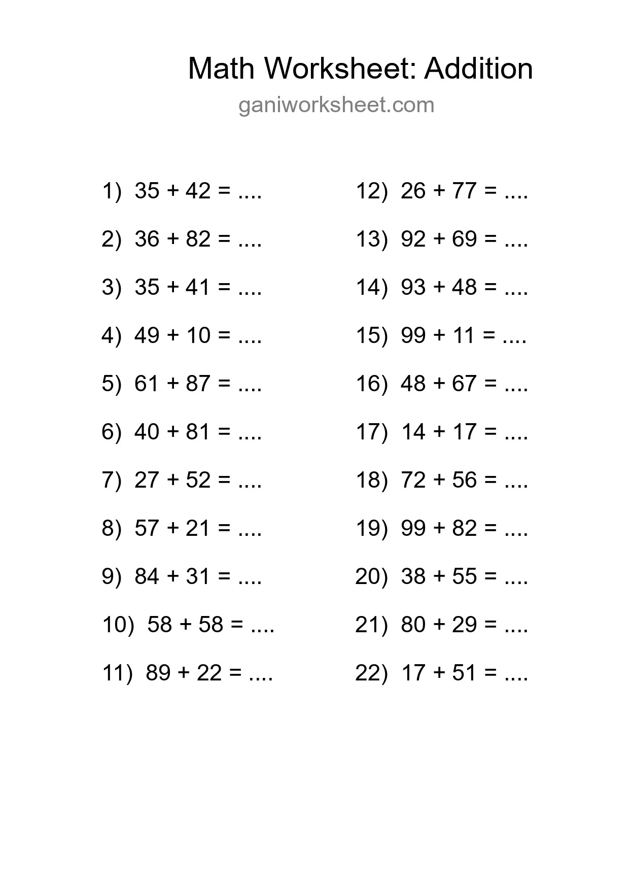 Free 22 Addition Math Worksheet For Grade 3 With Answers - Part 951