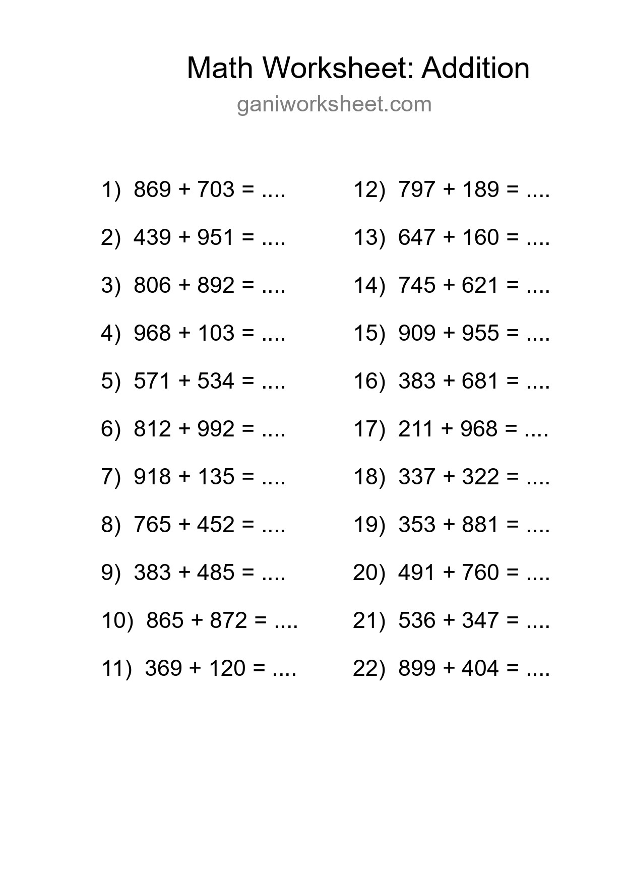 Free 22 Addition Math Worksheet For Grade 5 With Answers - Part 271