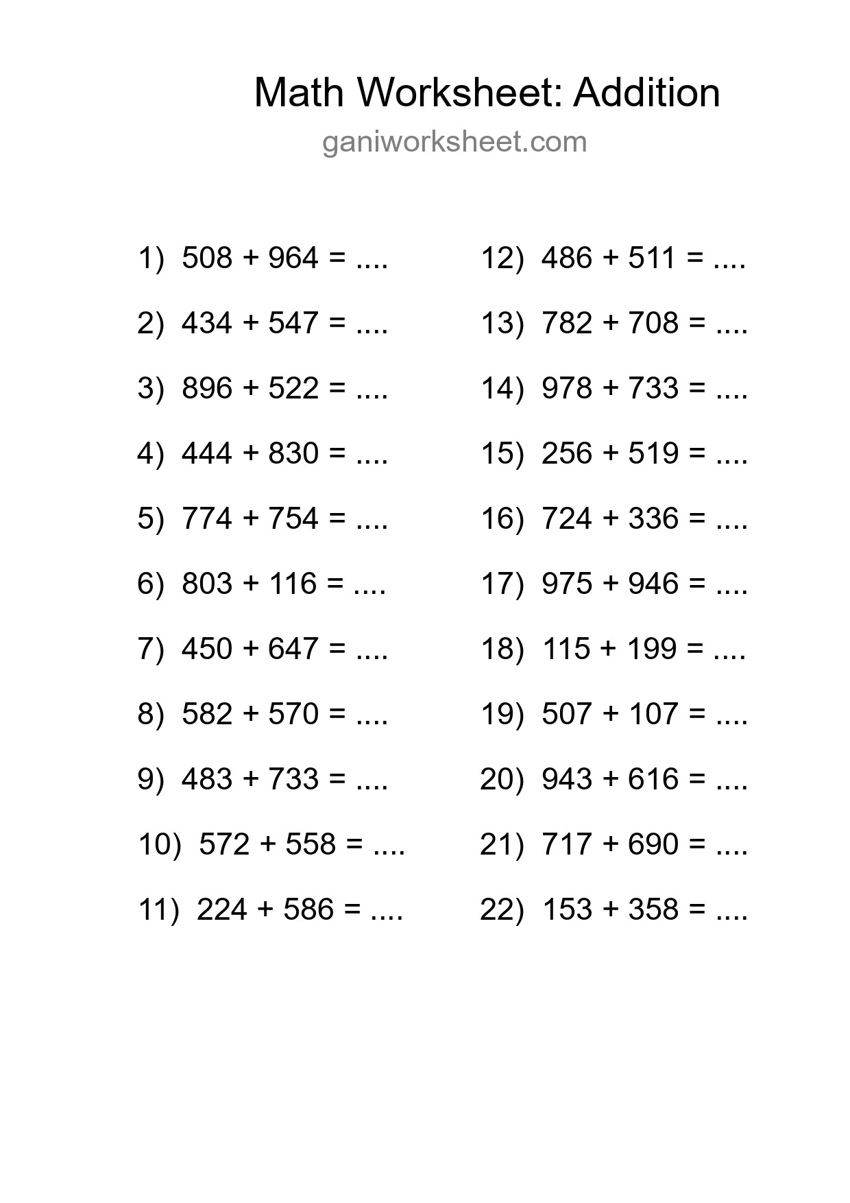 Free 22 Addition Math Worksheet For Grade 5 With Answers - Part 511