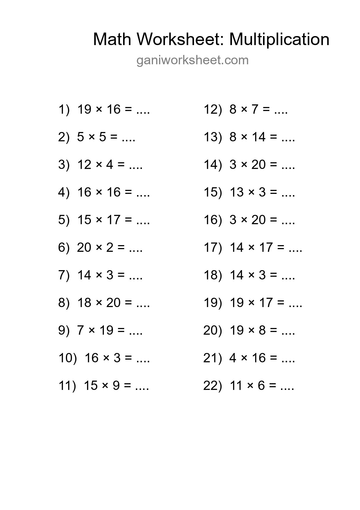 Free 22 Multiplication Math Worksheet For Grade 2 - Part 797